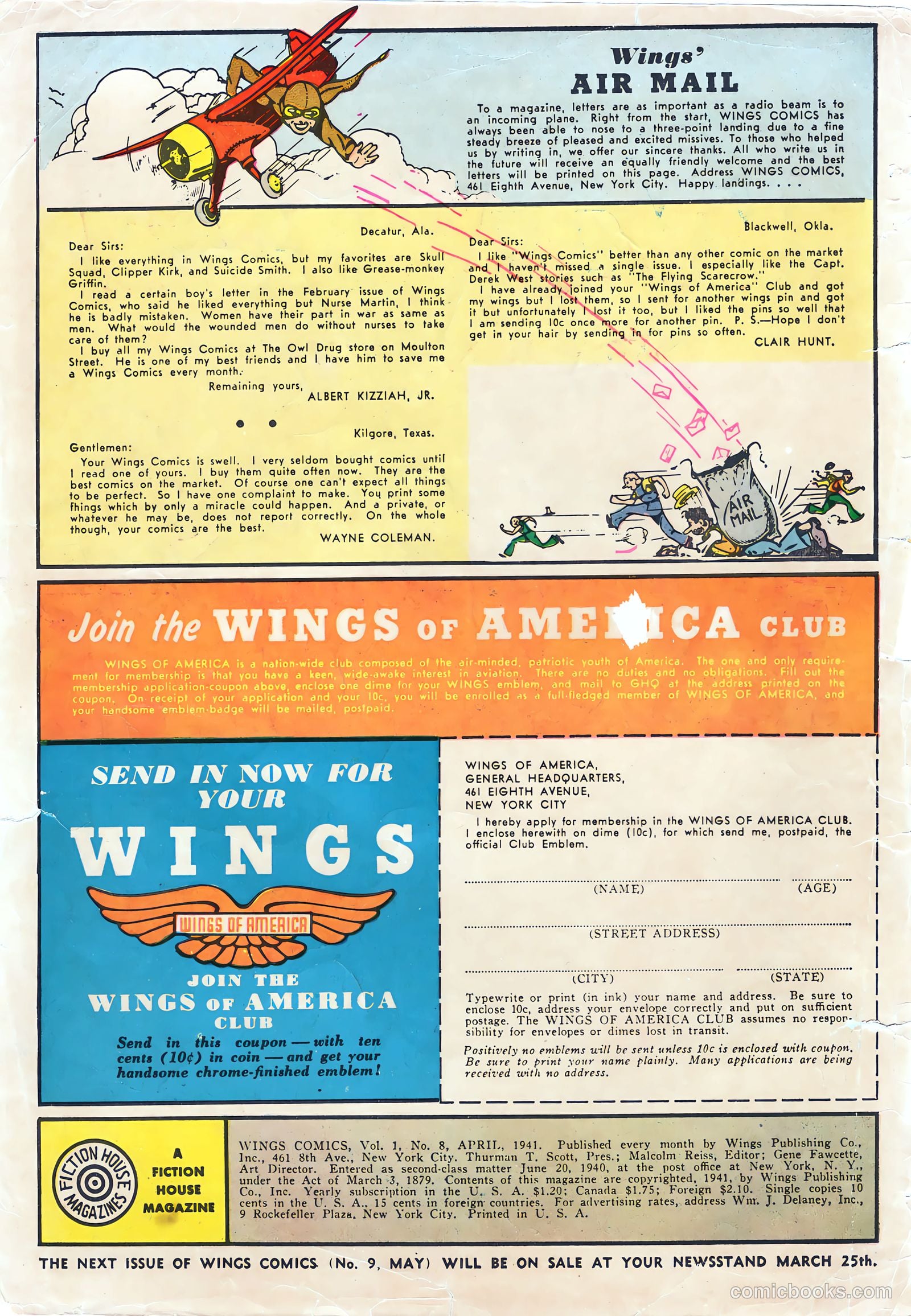Wings Comics #9 (1941) — page 2 of 68