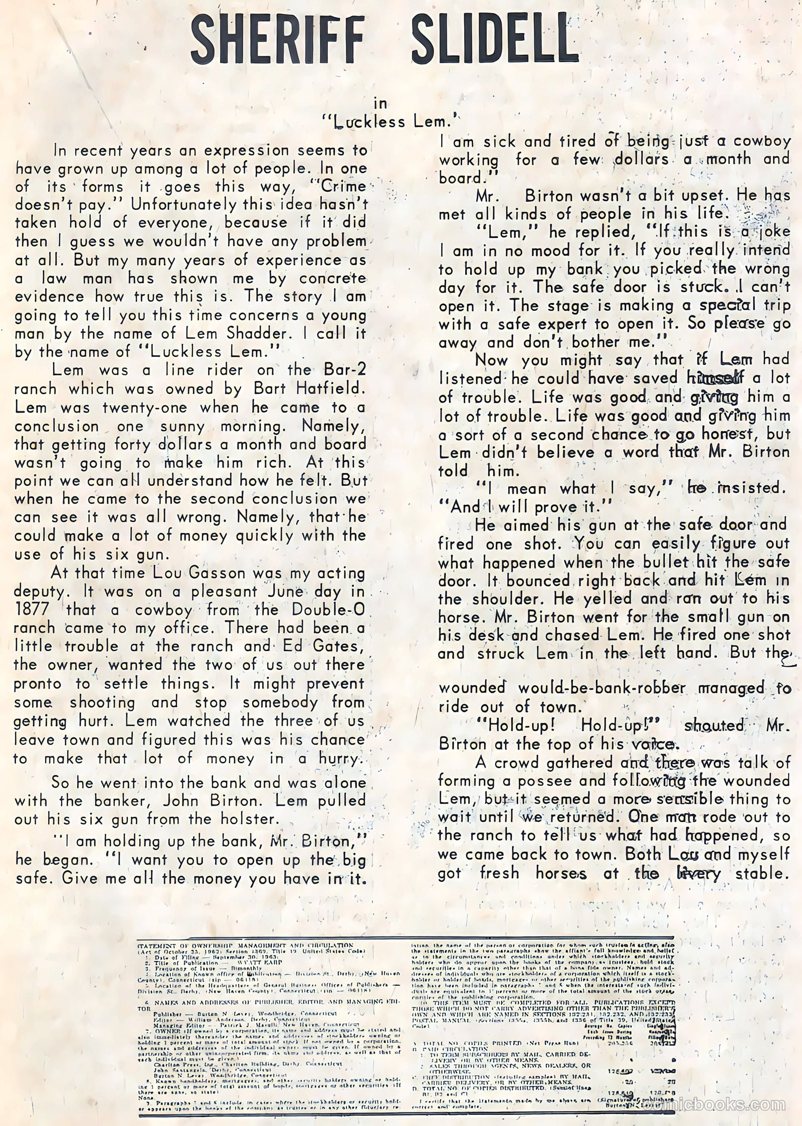 Wyatt Earp, Frontier Marshal #52 (1964) — page 20 of 37