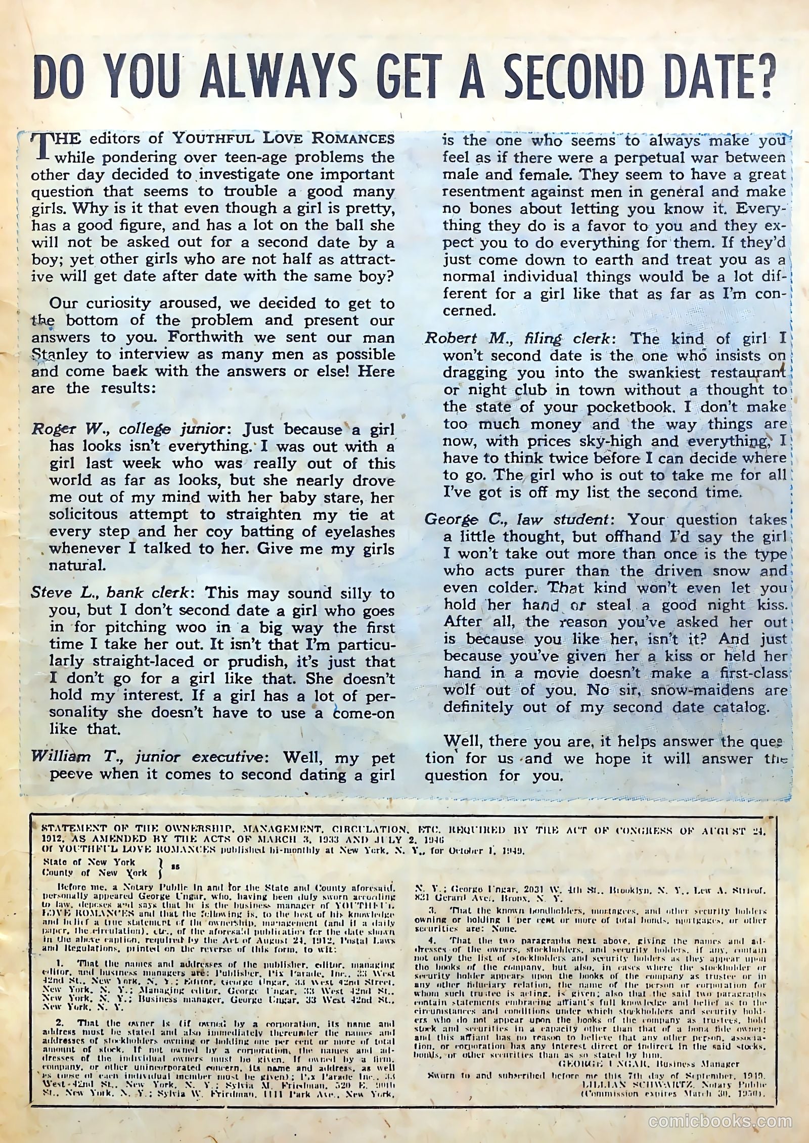 Youthful Love Romances #4 (1950) — page 19 of 36