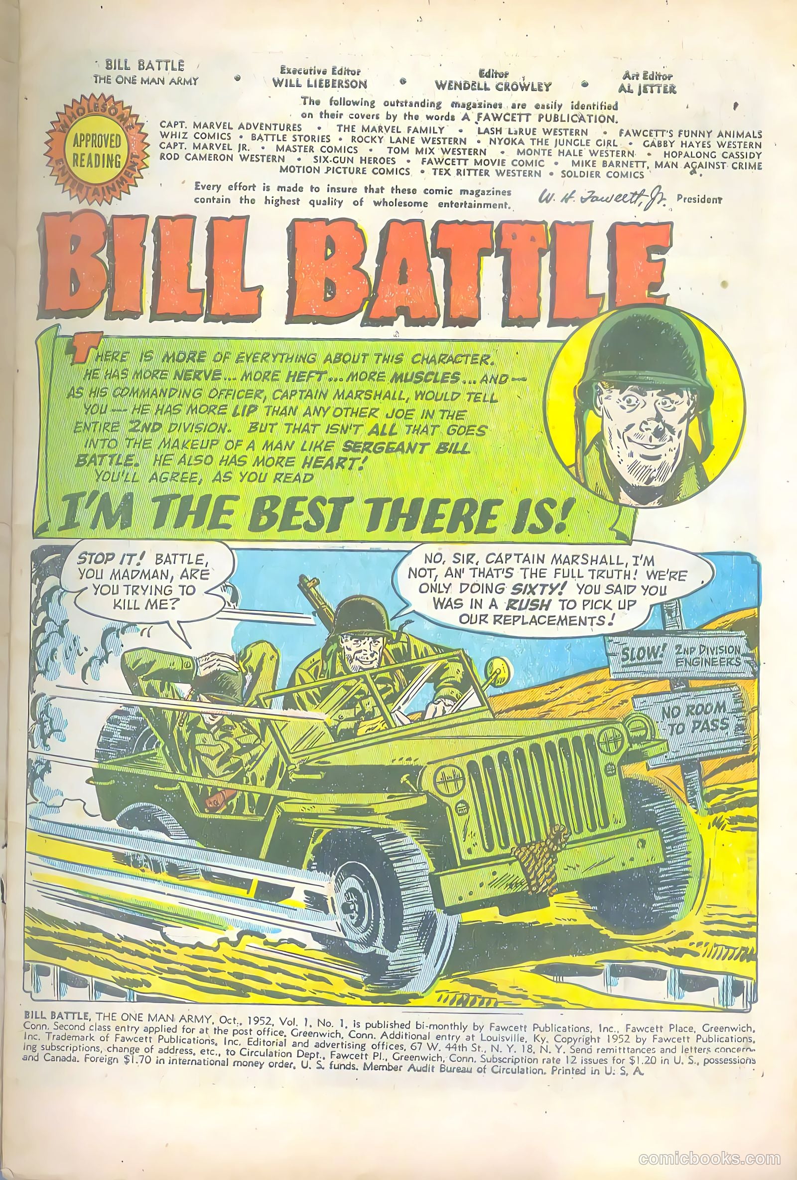 Bill Battle, the One Man Army #1 (1952) — page 3 of 36