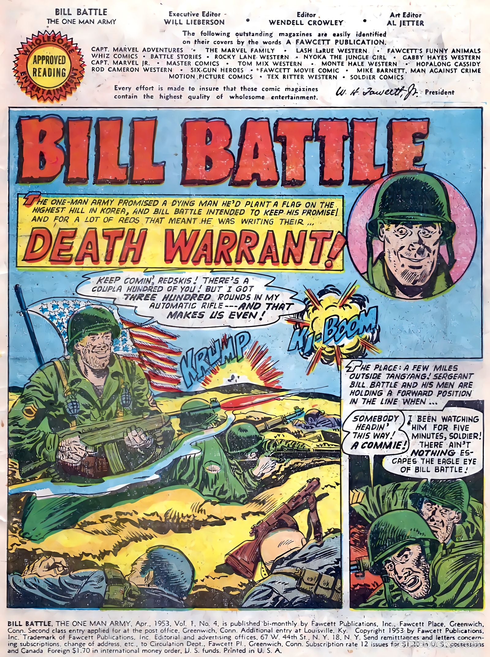 Bill Battle, the One Man Army #4 (1953) — page 3 of 36