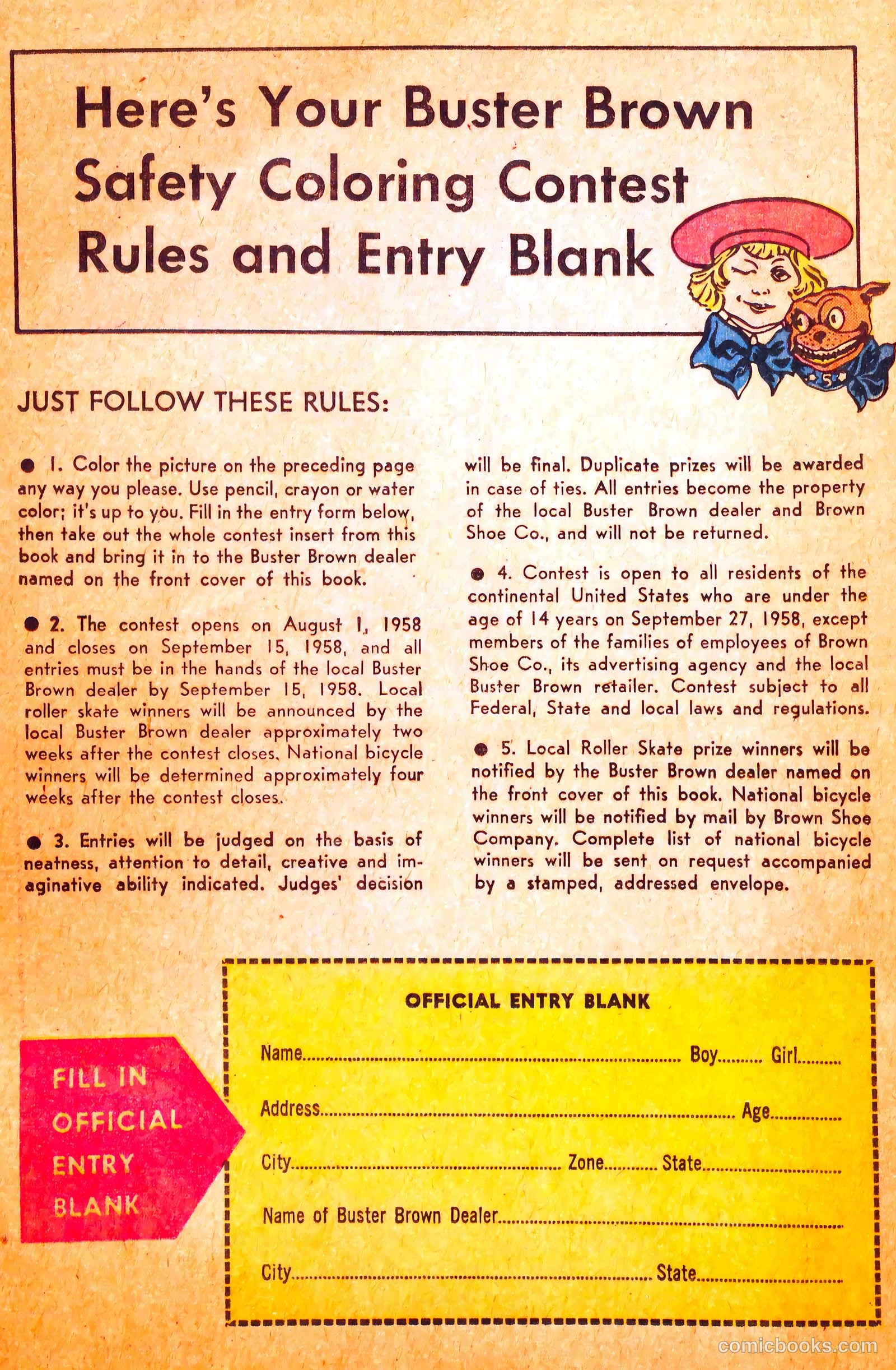 Buster Brown's Safety Coloring Book #nn (1958) — page 11 of 19