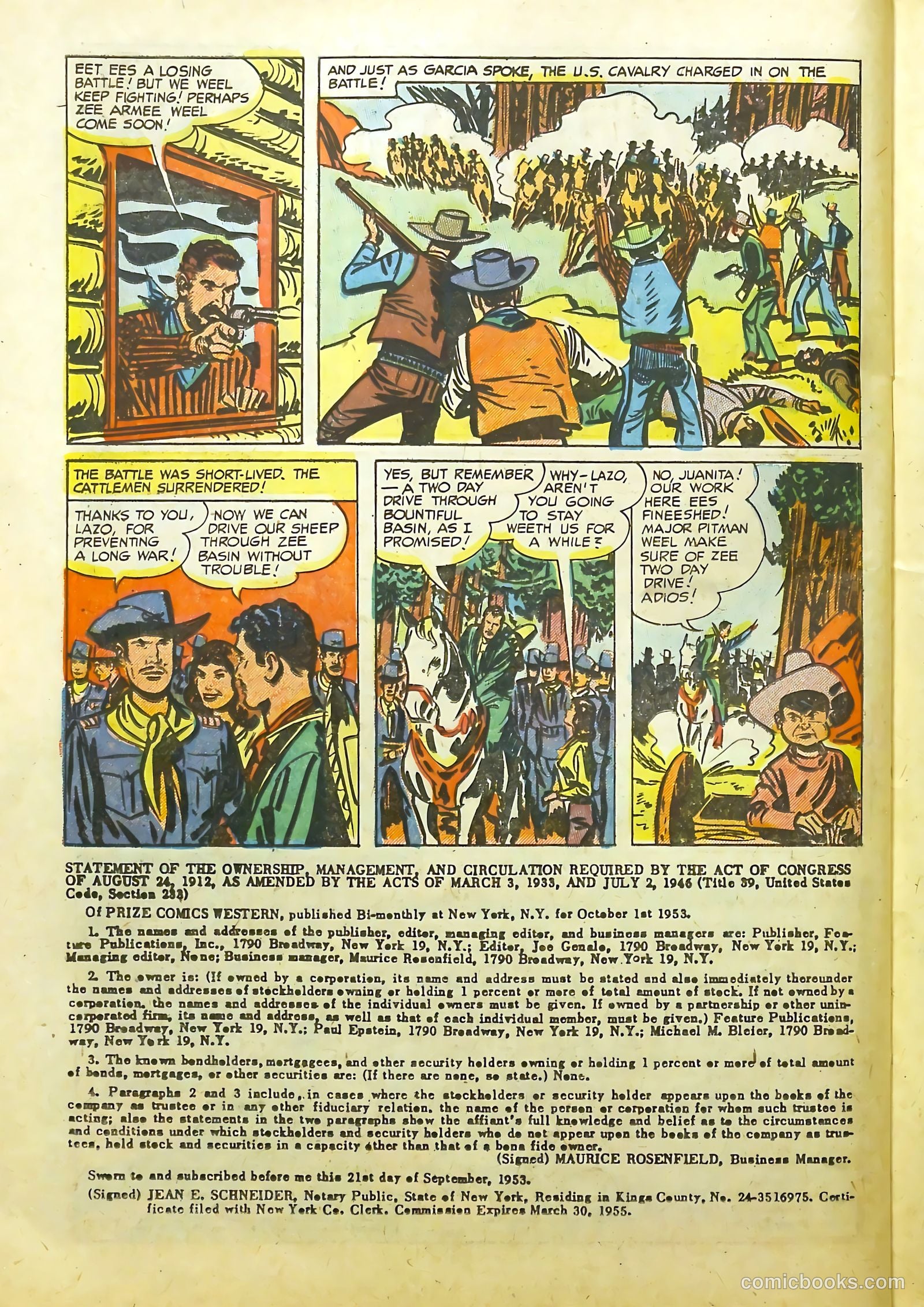 Prize Comics Western #105 (1950) — page 22 of 36