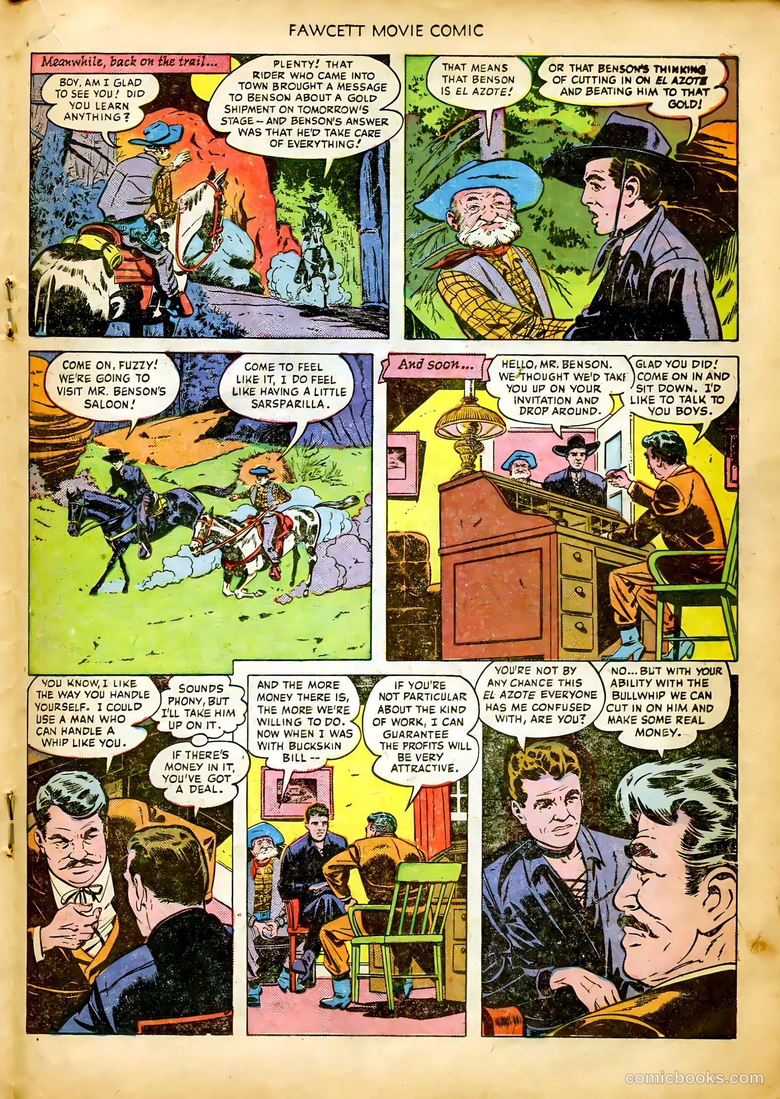 Fawcett Movie Comic 8 - King of the Bull Whip #1 — page 19 of 36