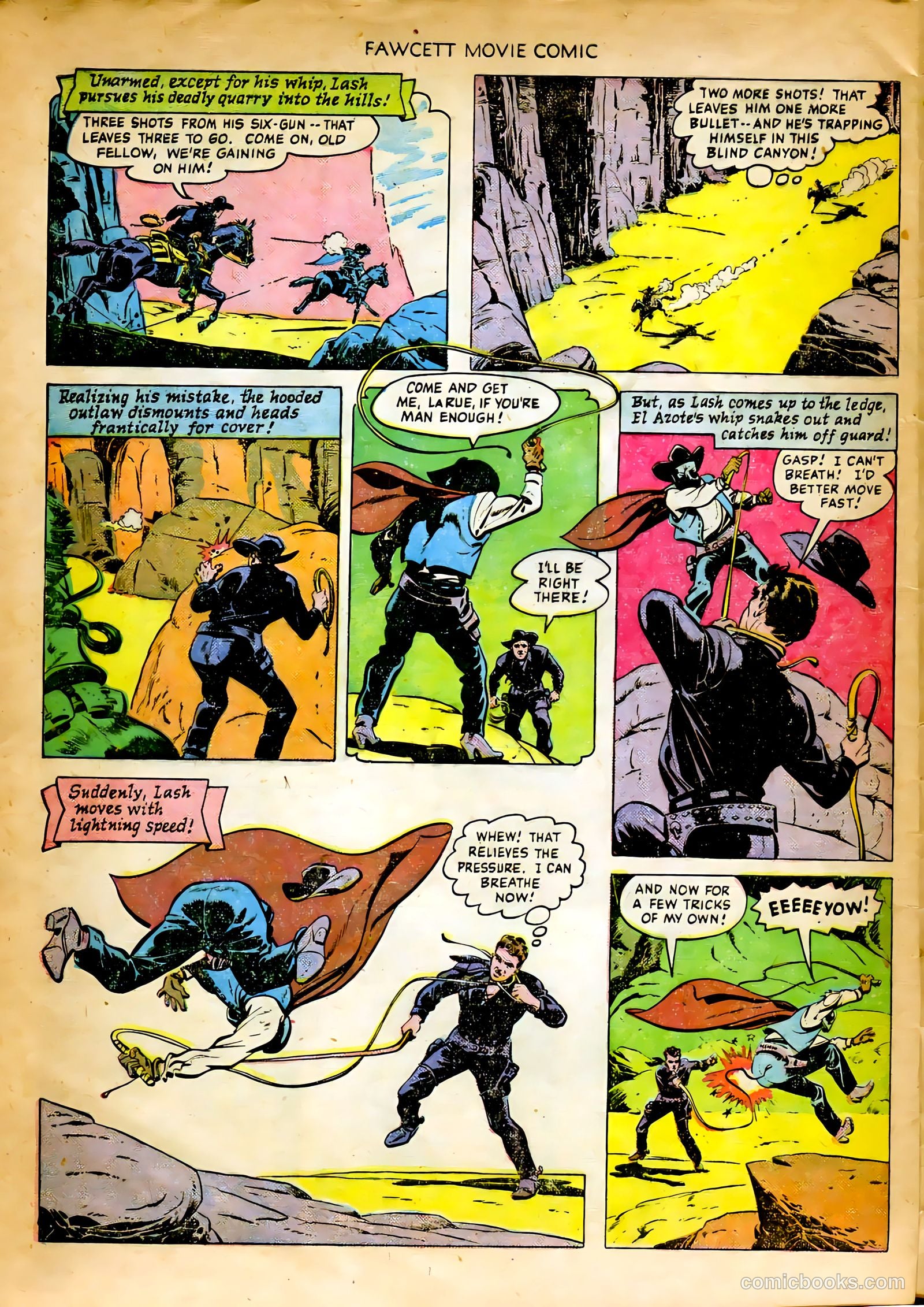 Fawcett Movie Comic 8 - King of the Bull Whip #1 — page 32 of 36