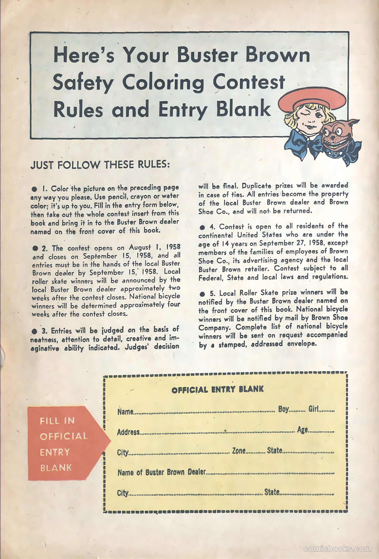 Buster Brown's Safety Coloring Book #1 — page 13 of 21