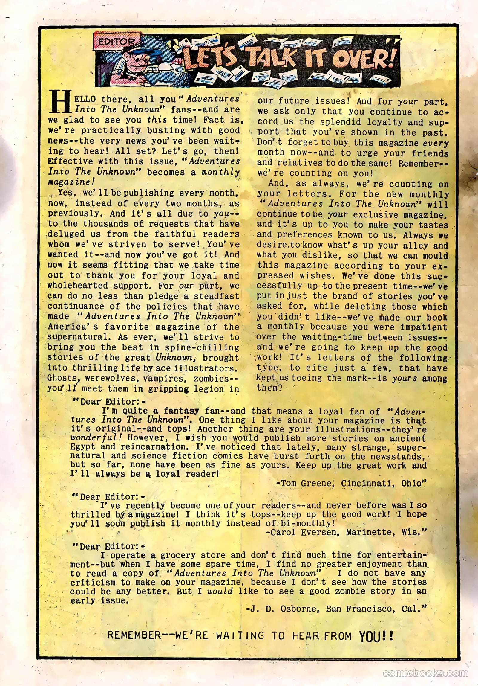 Adventures into the Unknown #15 (1951) — page 32 of 52