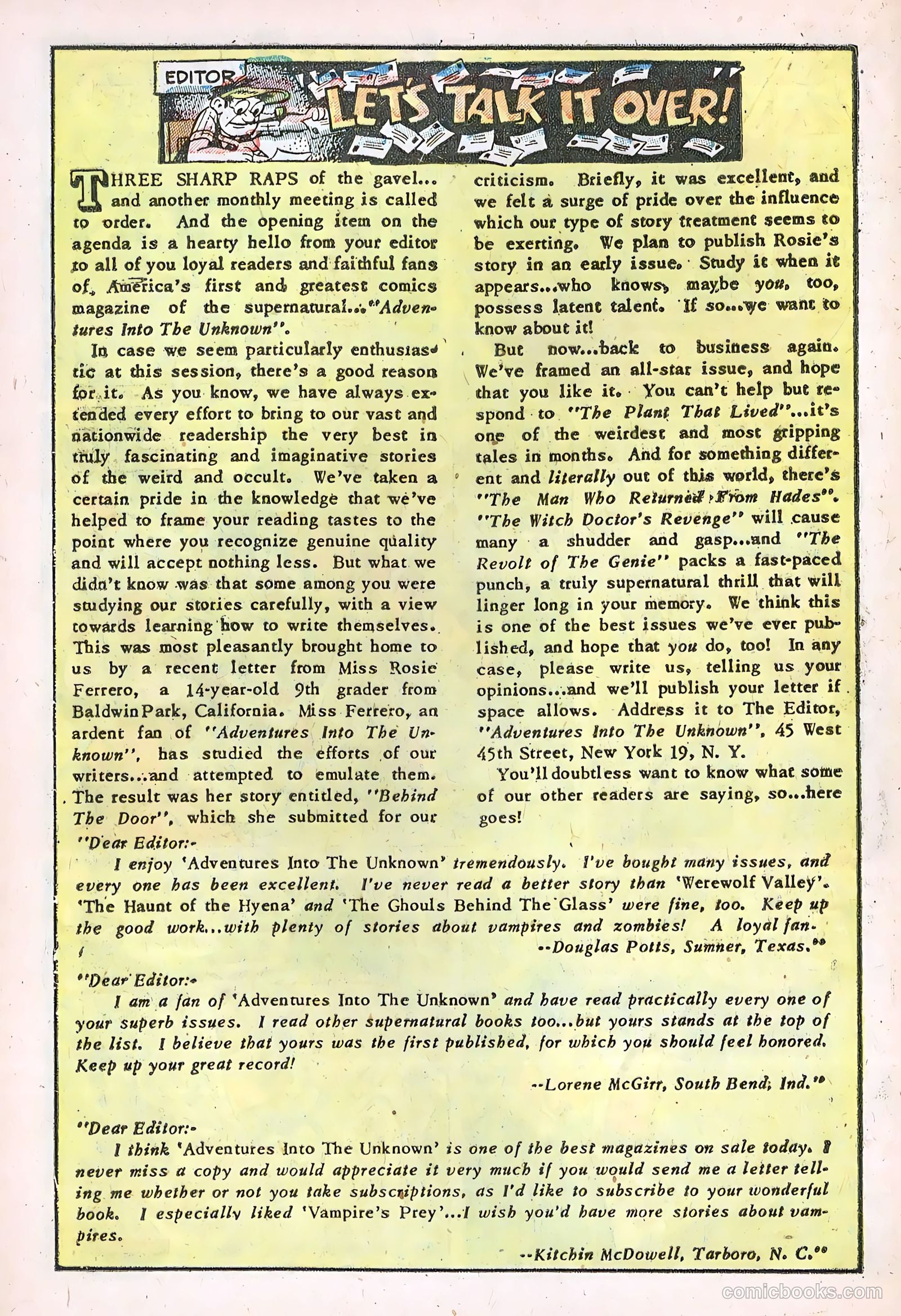 Adventures into the Unknown #38 (1952) — page 20 of 36