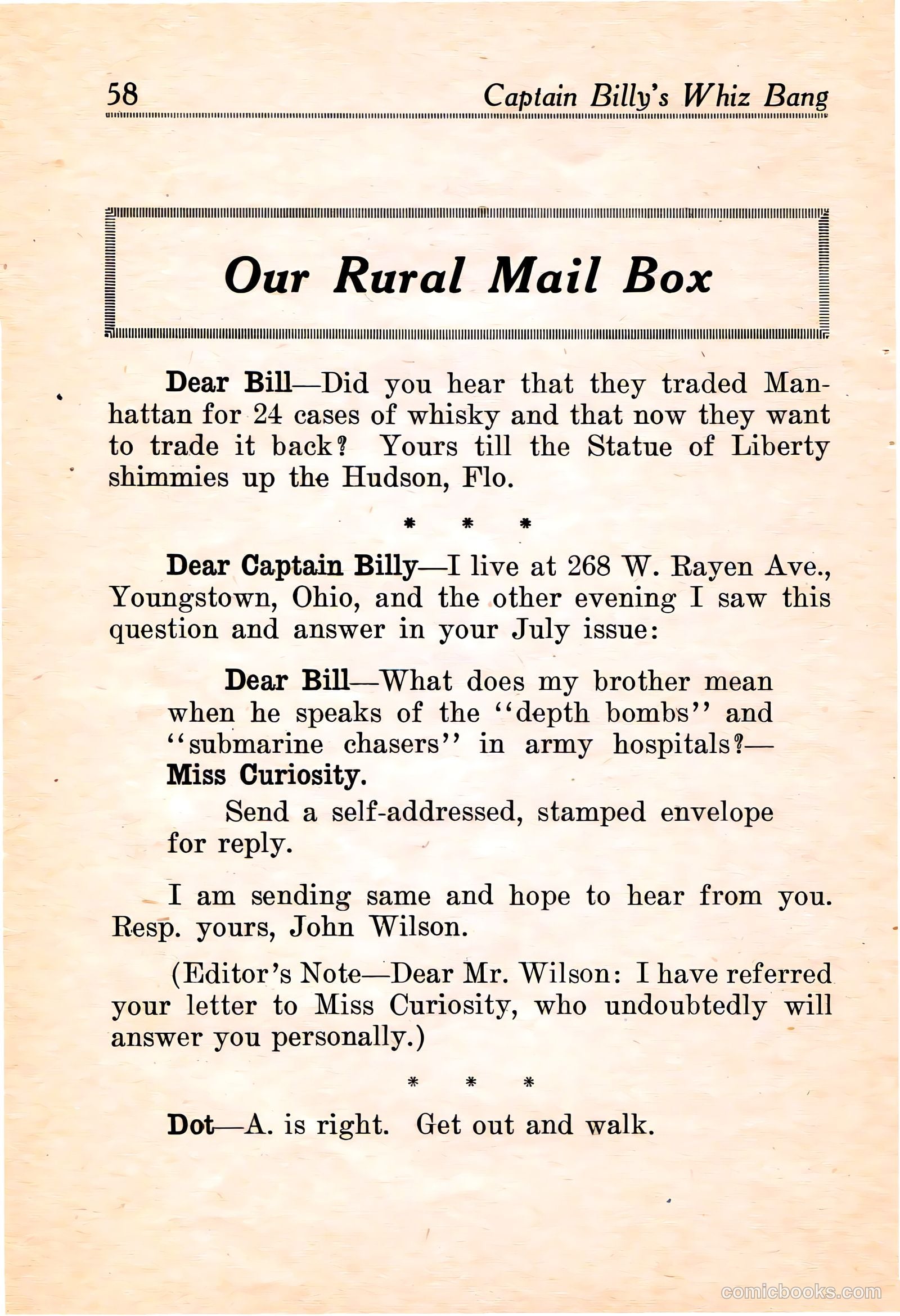 Captain Billy's Whiz Bang #16 — page 60 of 68