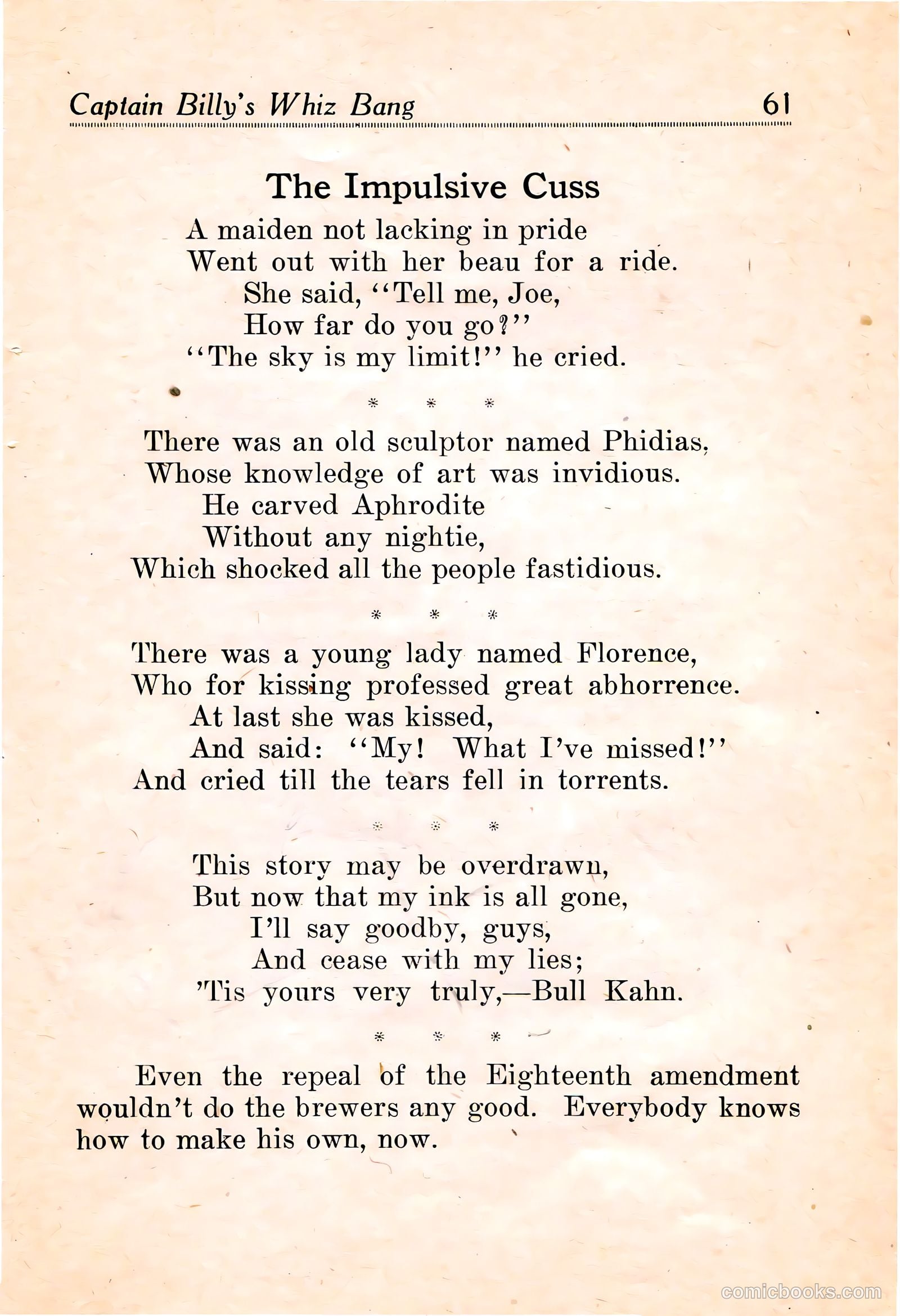 Captain Billy's Whiz Bang #16 — page 63 of 68