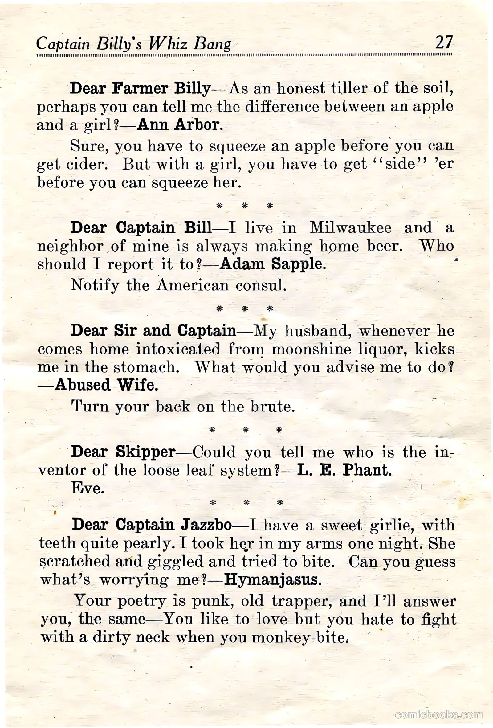 Captain Billy's Whiz Bang #18 — page 29 of 68