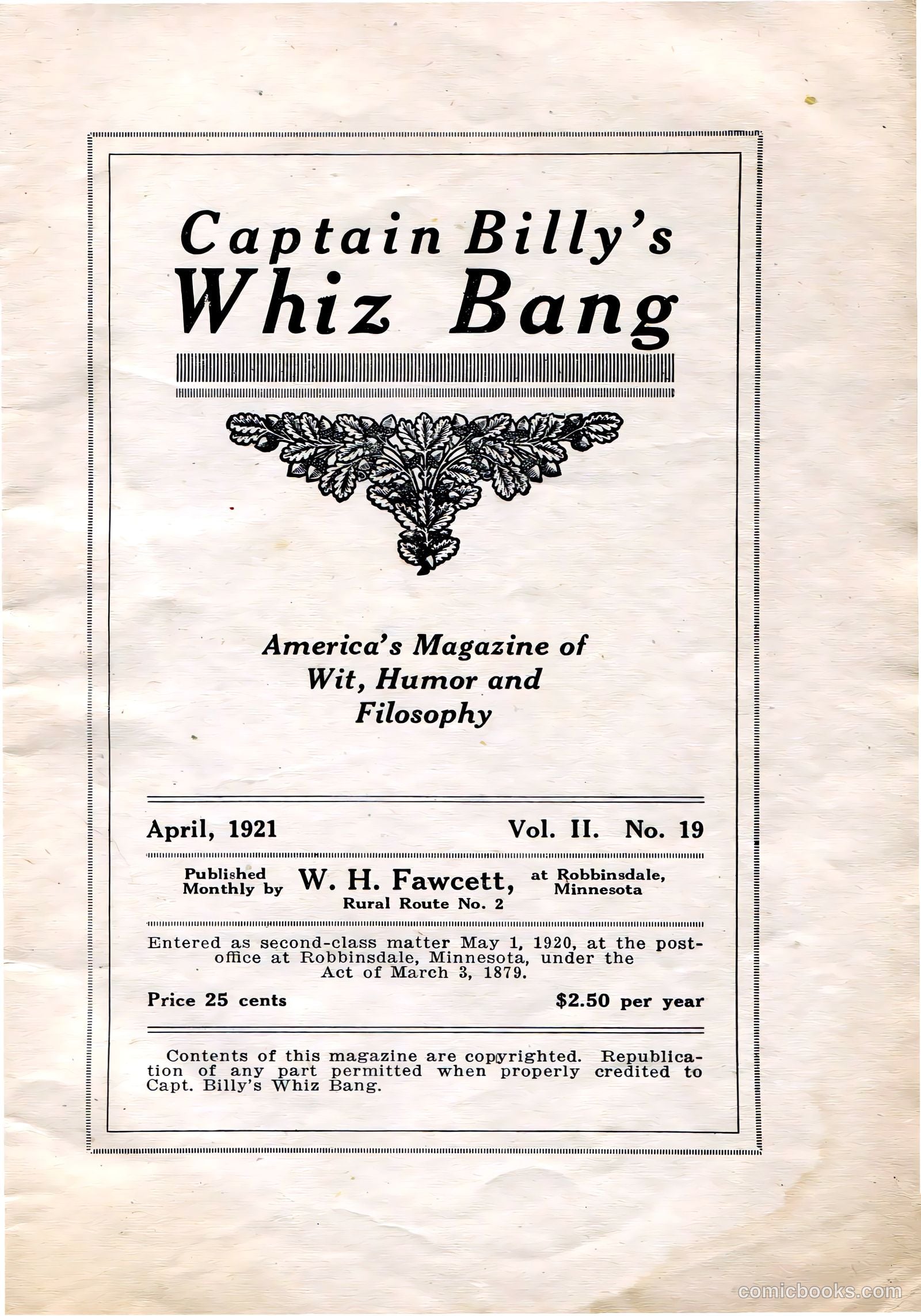 Captain Billy's Whiz Bang #19 — page 3 of 68