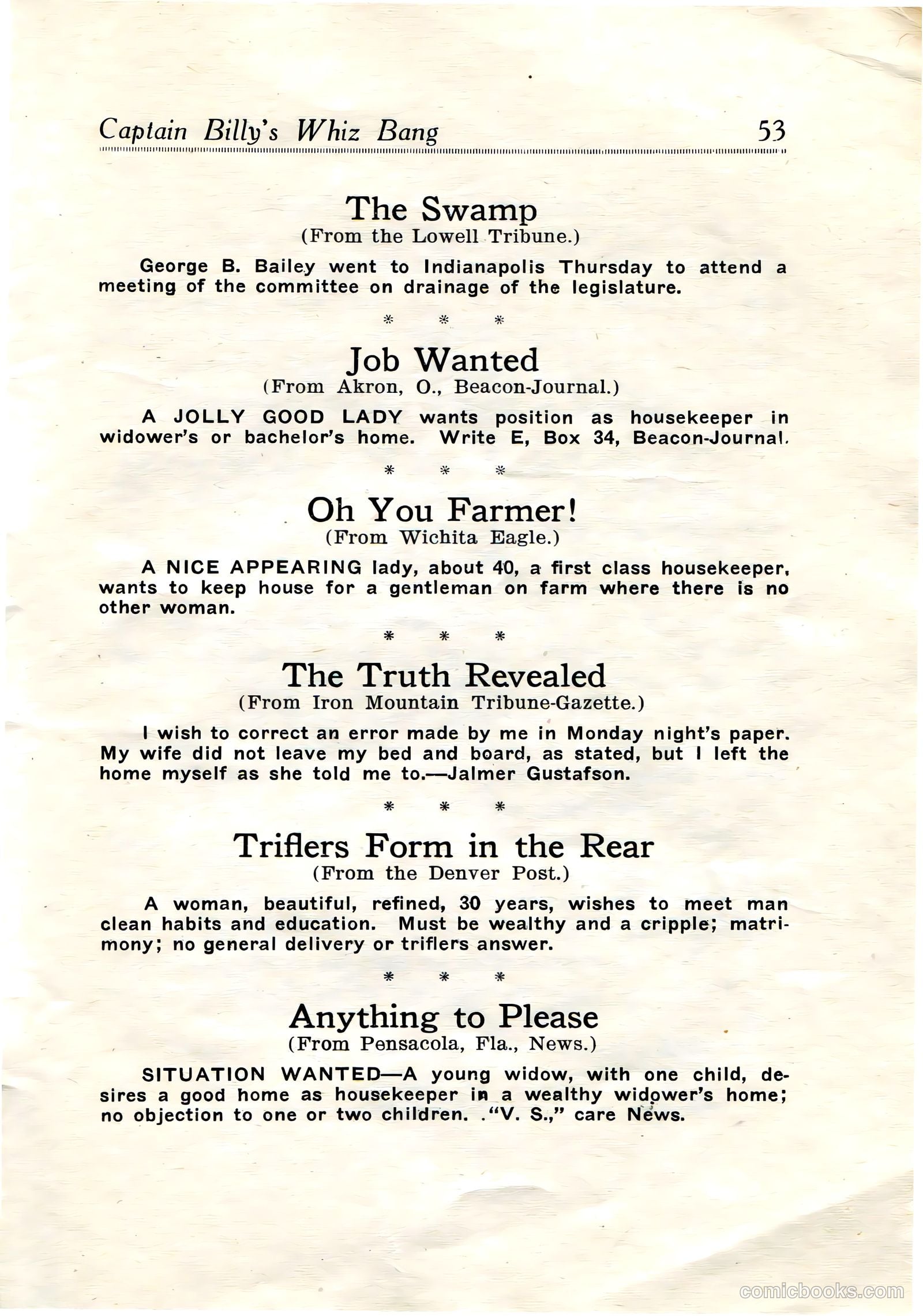 Captain Billy's Whiz Bang #19 — page 55 of 68