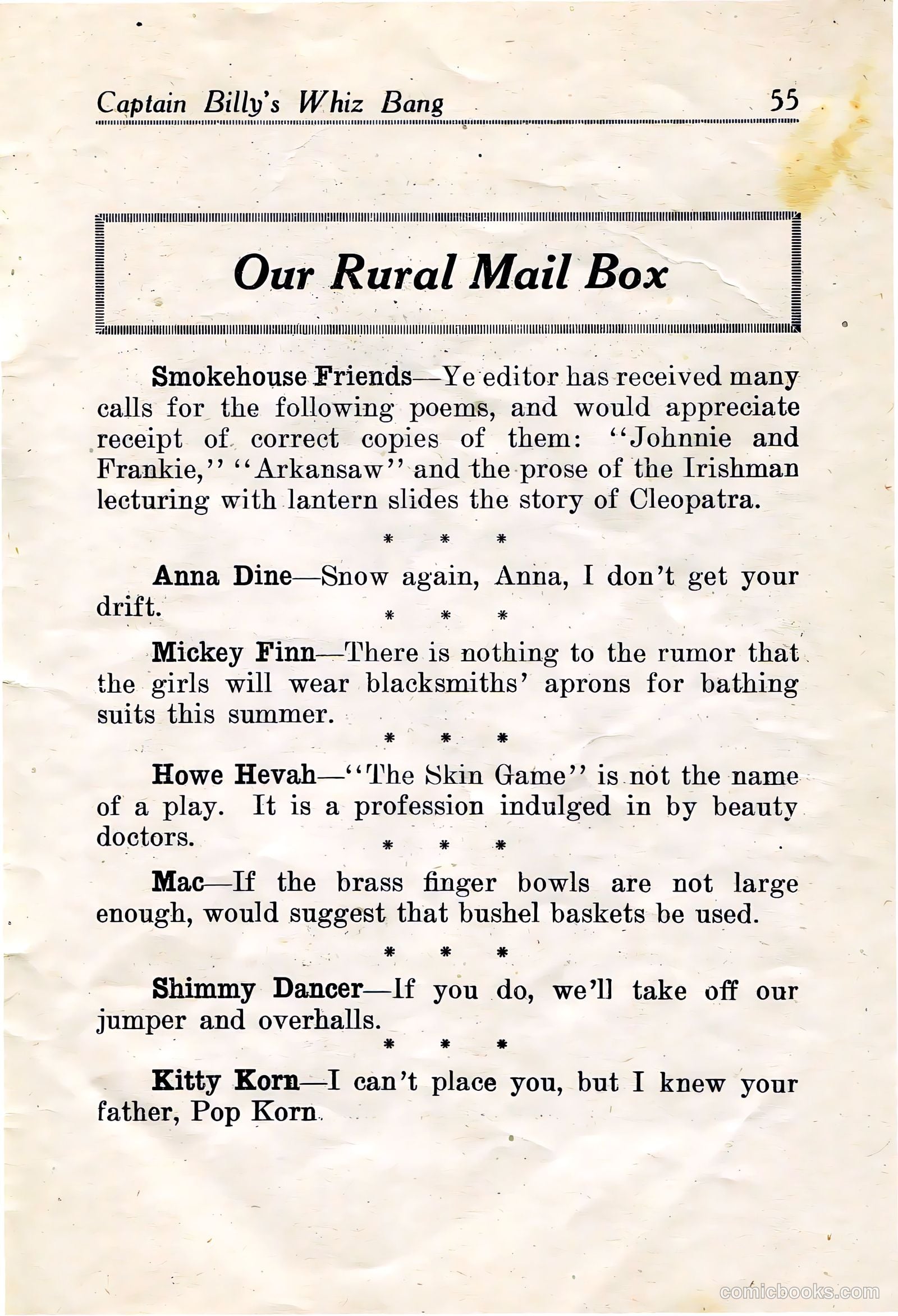 Captain Billy's Whiz Bang #21 — page 56 of 67