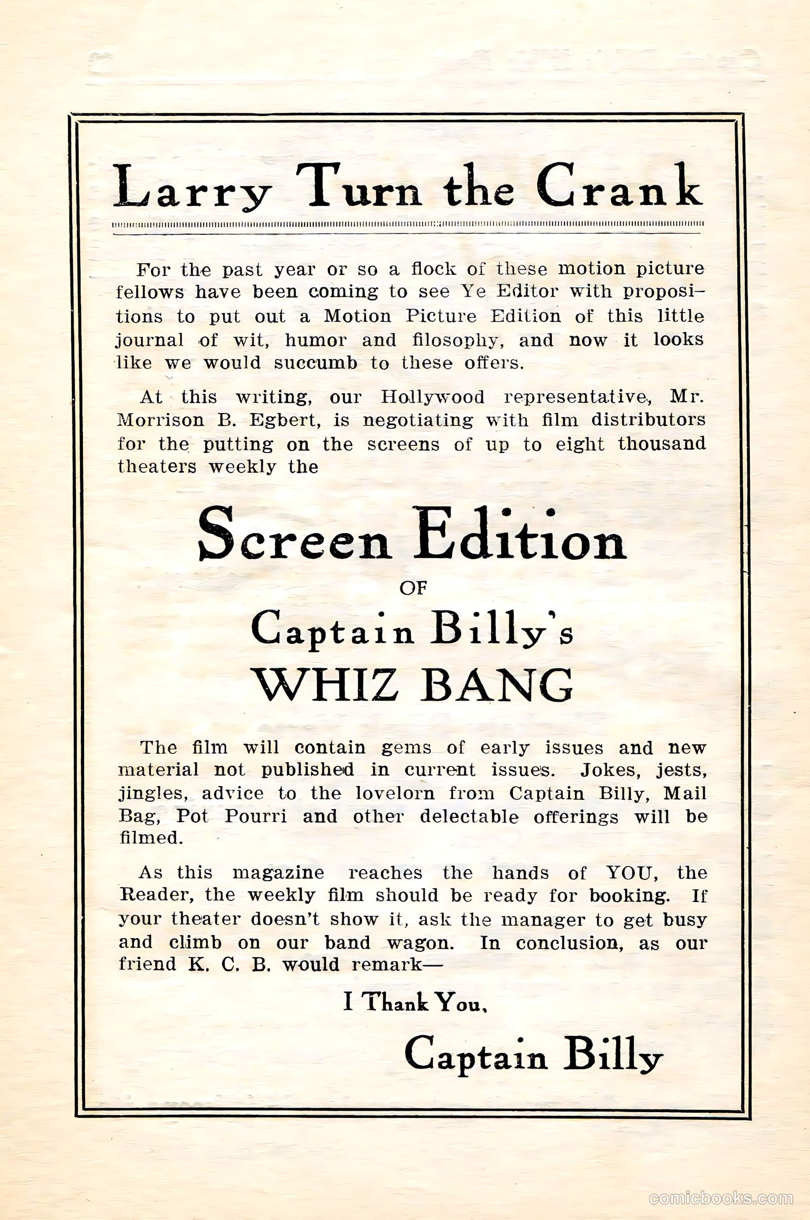 Captain Billy's Whiz Bang #24 — page 66 of 68