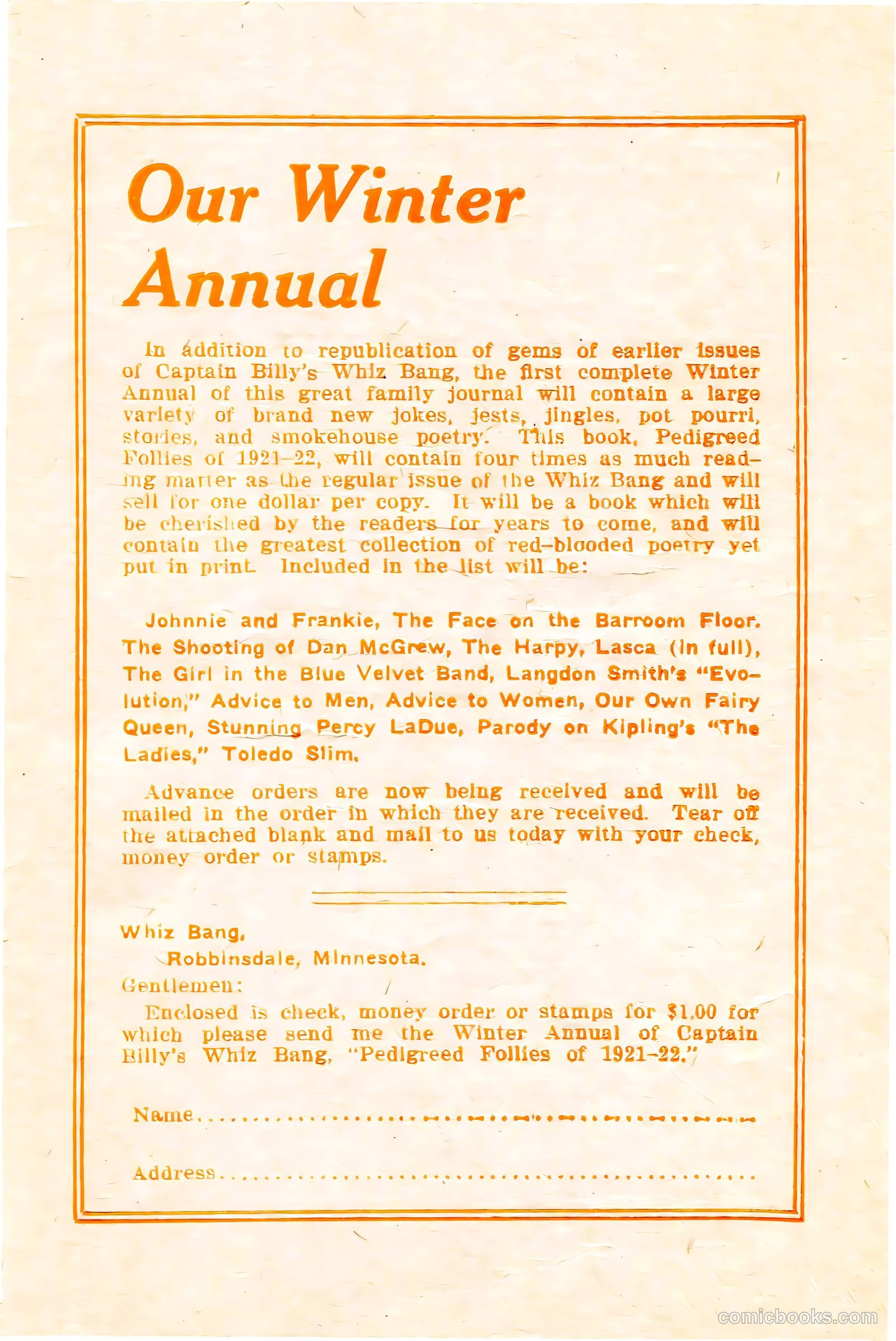 Captain Billy's Whiz Bang #24 — page 67 of 68