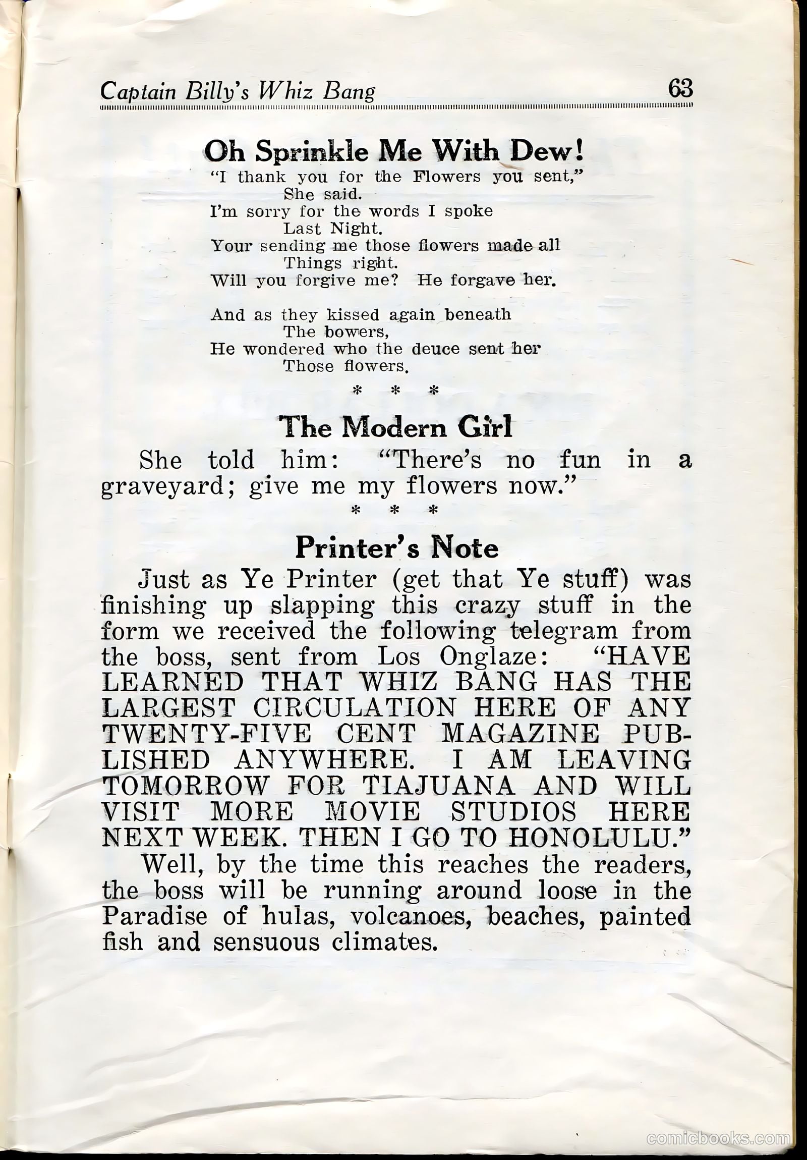 Captain Billy's Whiz Bang #27 — page 65 of 68