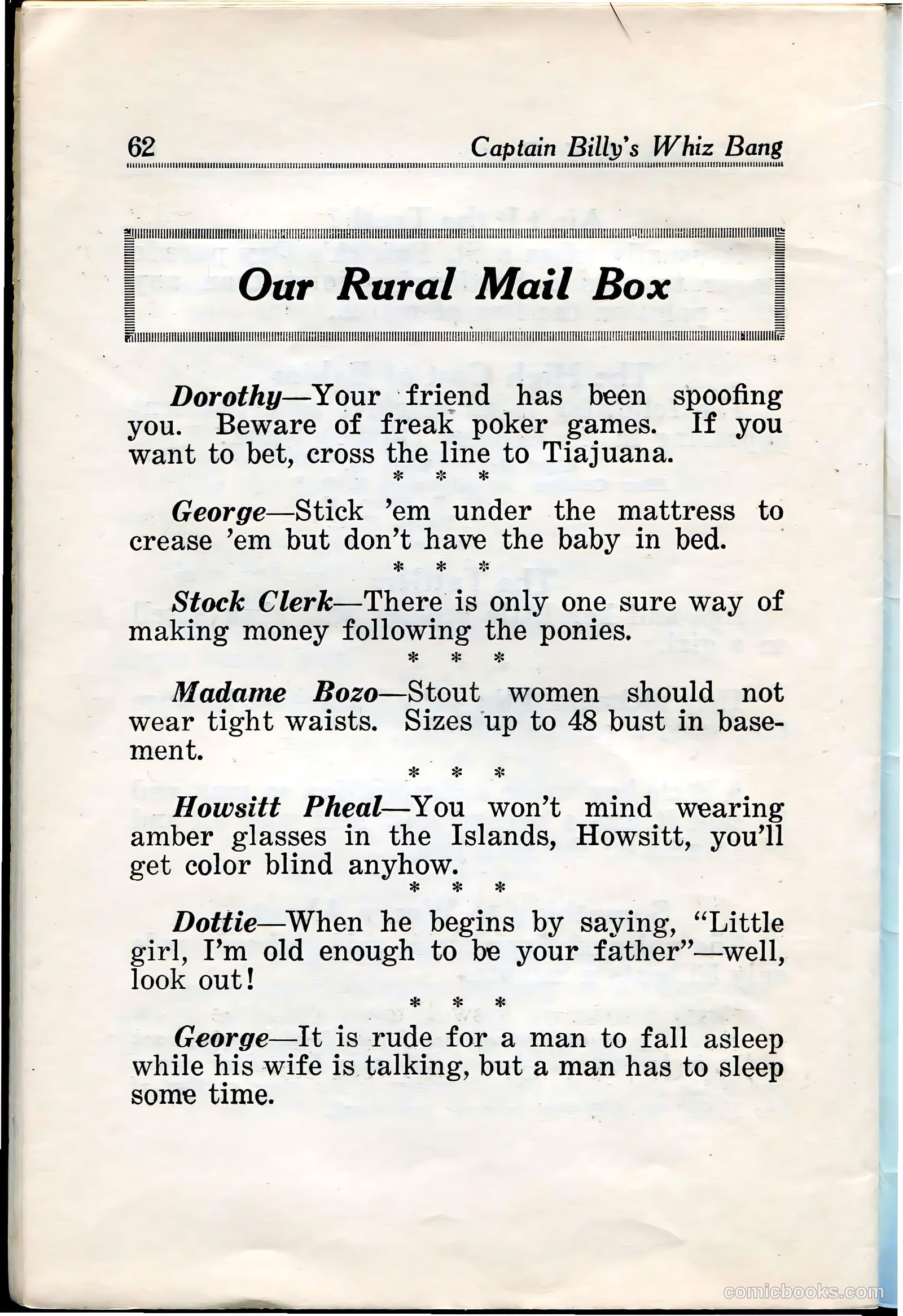 Captain Billy's Whiz Bang #28 — page 64 of 68