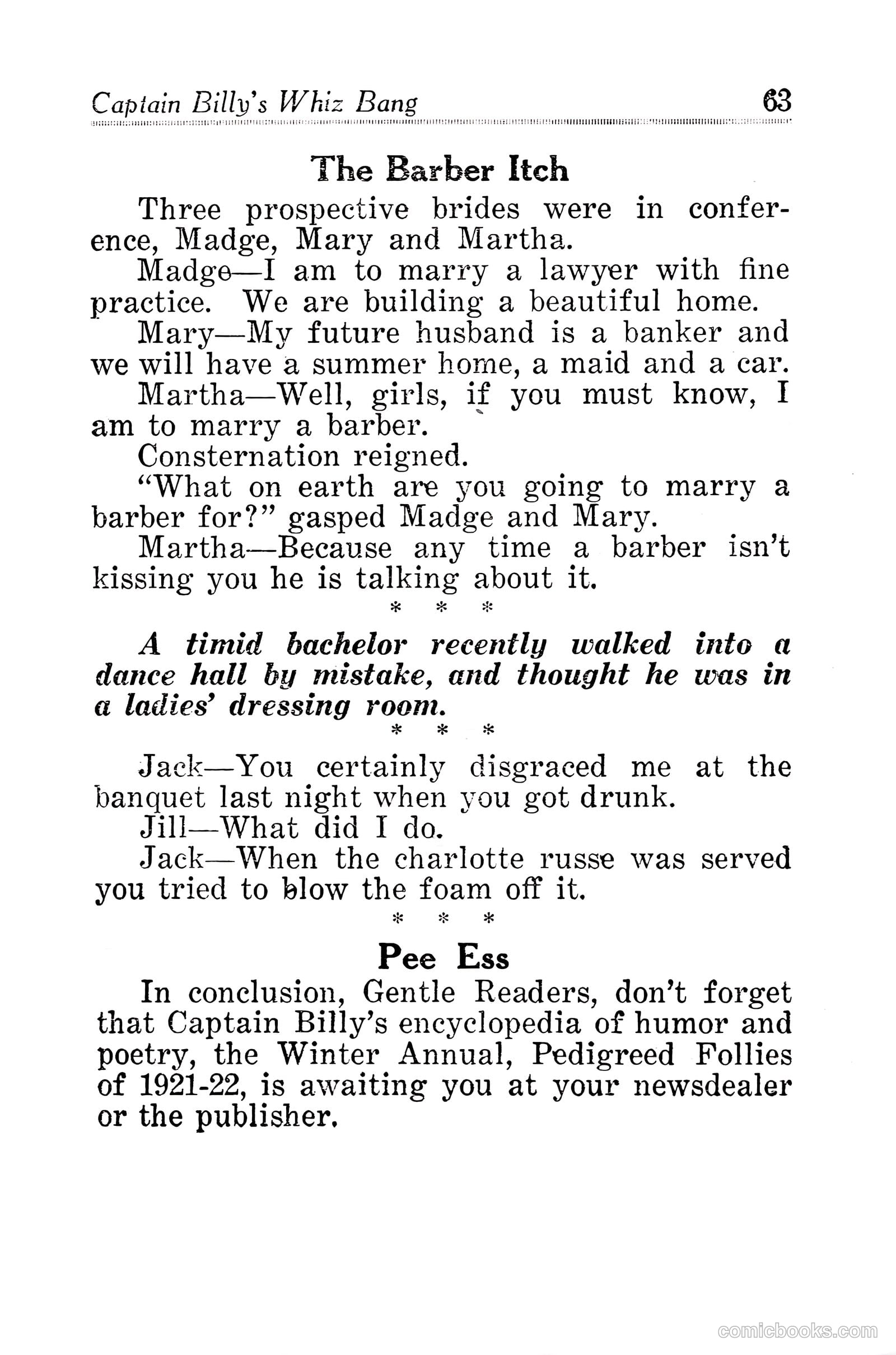 Captain Billy's Whiz Bang #30 — page 65 of 68