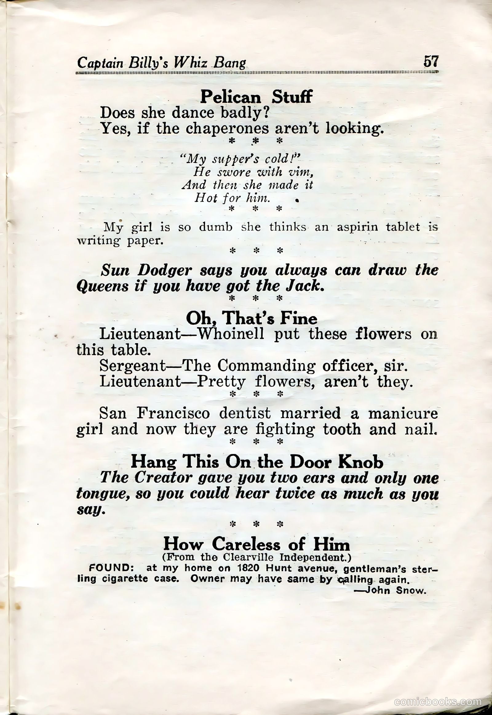 Captain Billy's Whiz Bang #32 — page 58 of 67