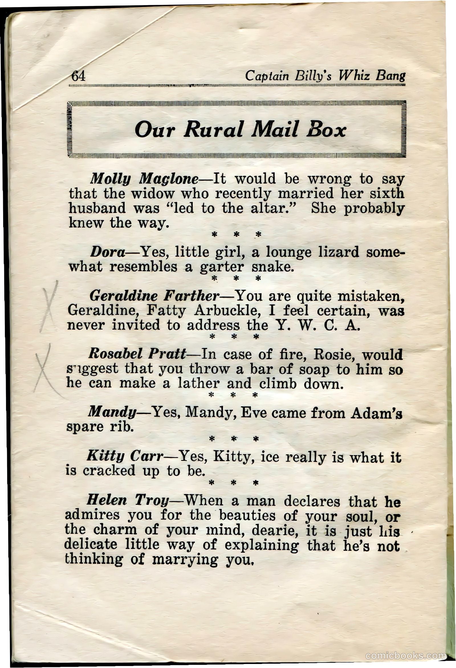 Captain Billy's Whiz Bang #34 — page 66 of 68