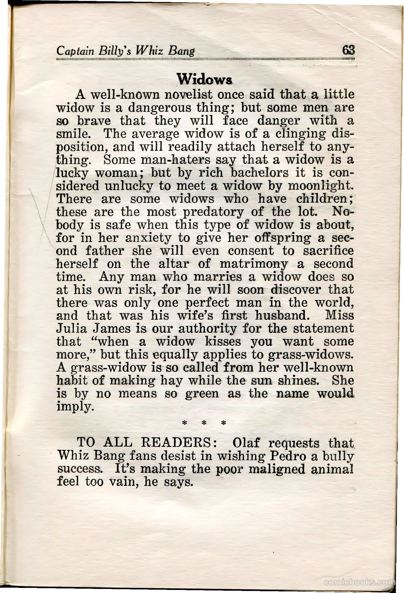 Captain Billy's Whiz Bang #35 — page 64 of 67