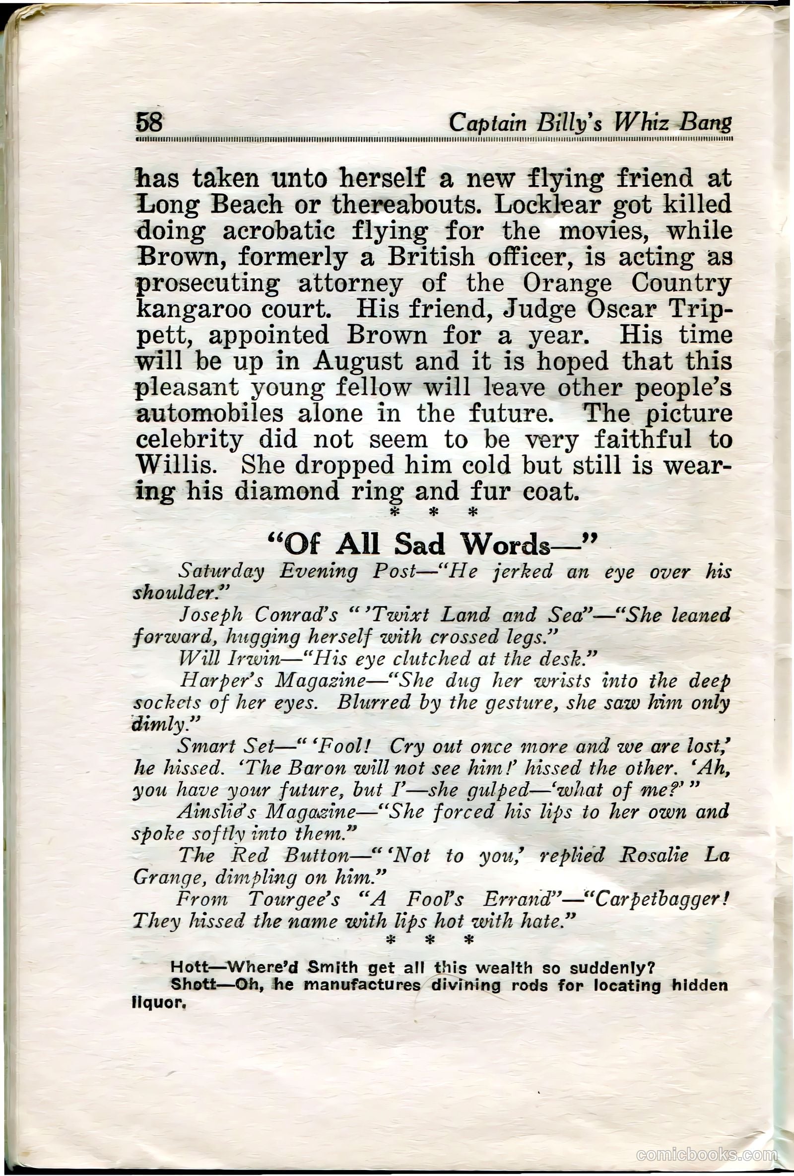 Captain Billy's Whiz Bang #36 — page 60 of 67