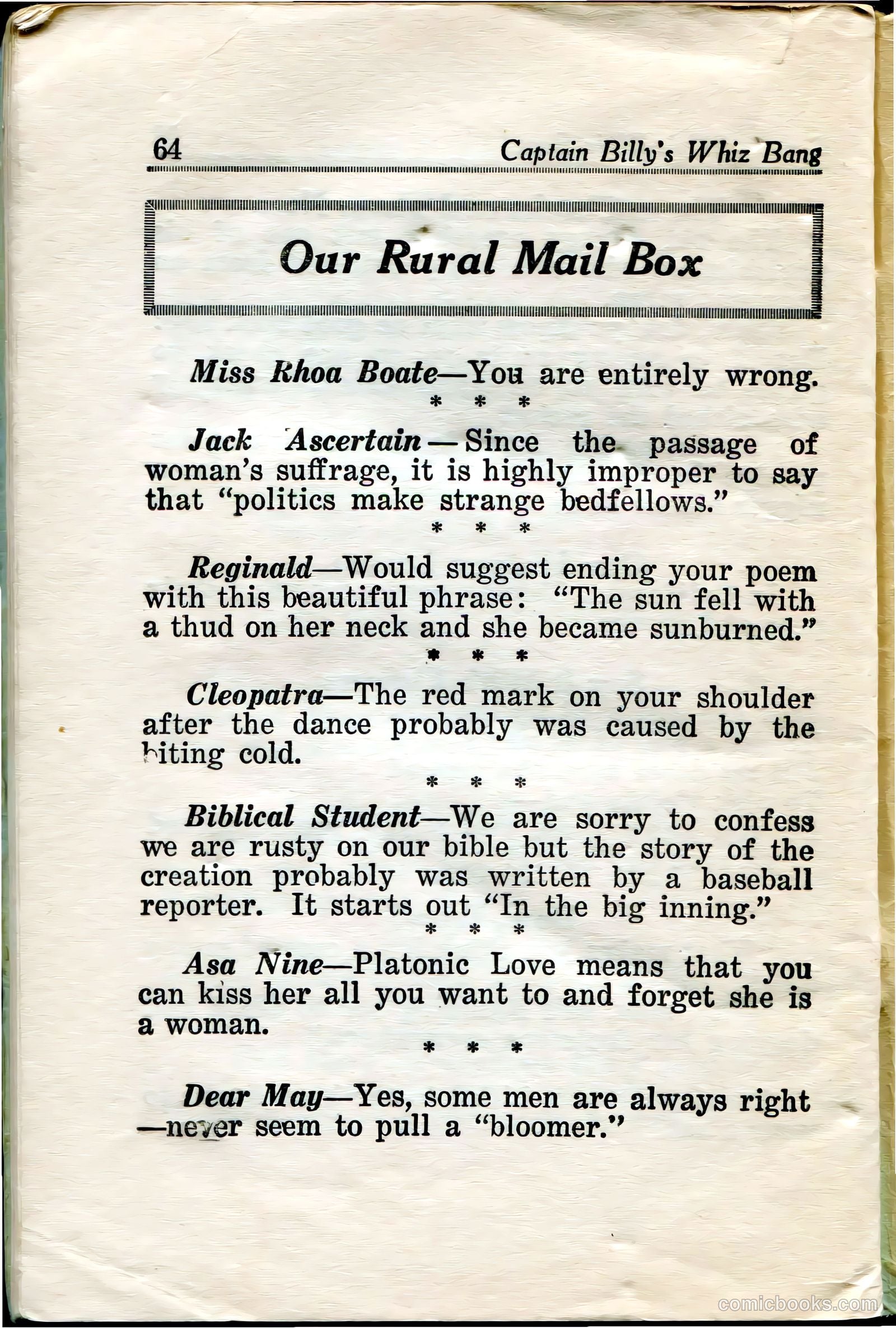 Captain Billy's Whiz Bang #36 — page 66 of 67