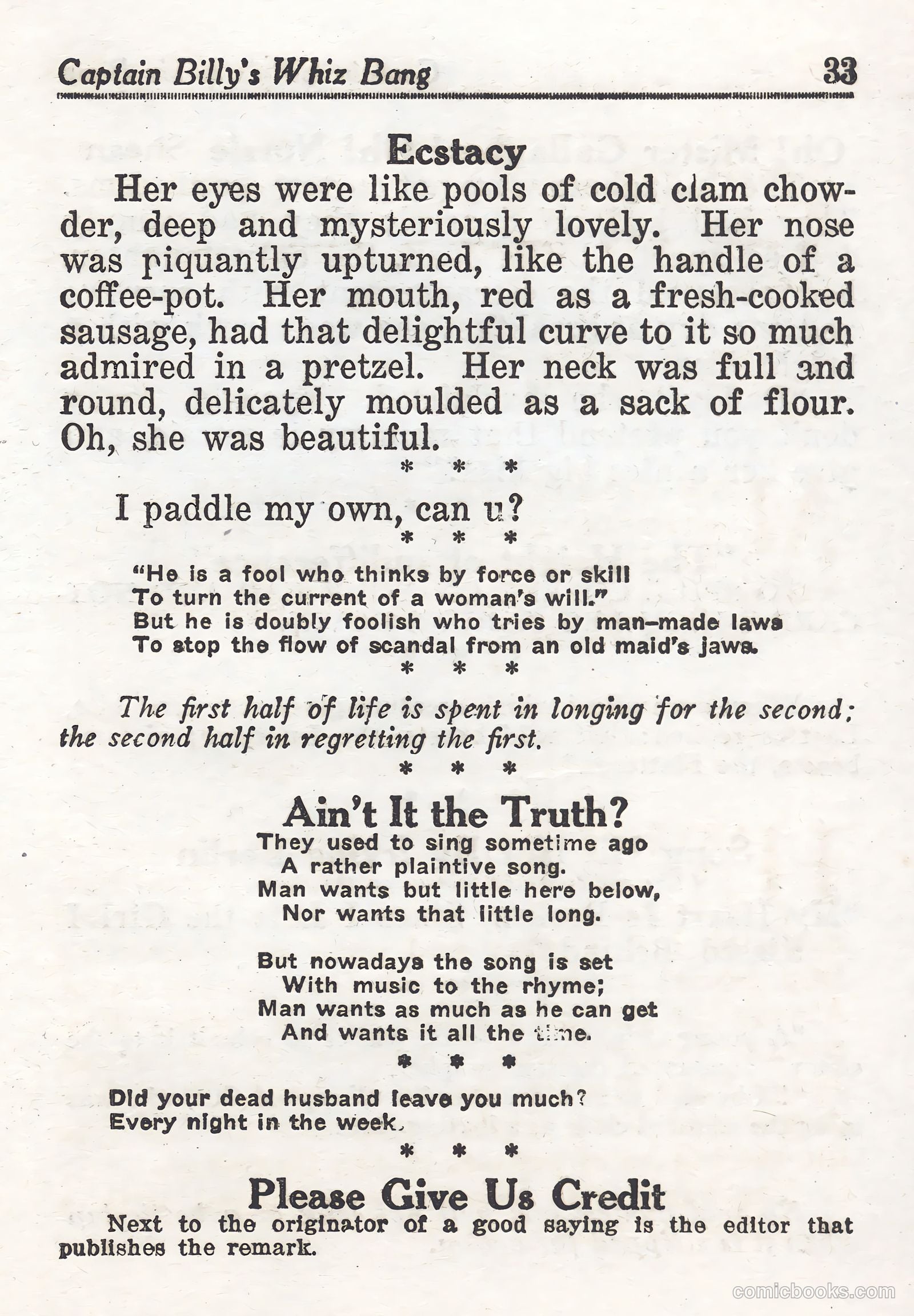 Captain Billy's Whiz Bang #44 — page 33 of 68