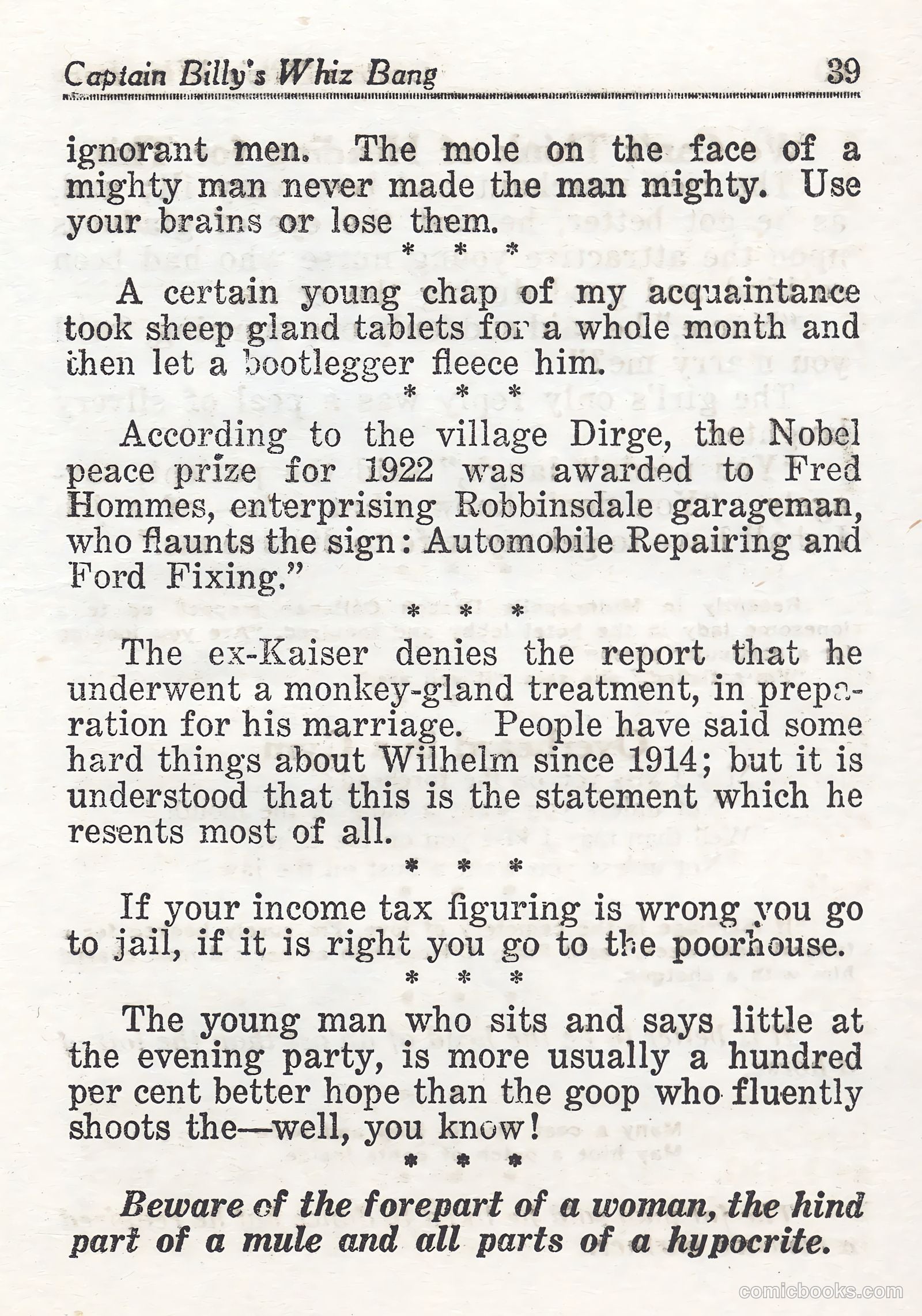 Captain Billy's Whiz Bang #44 — page 39 of 68