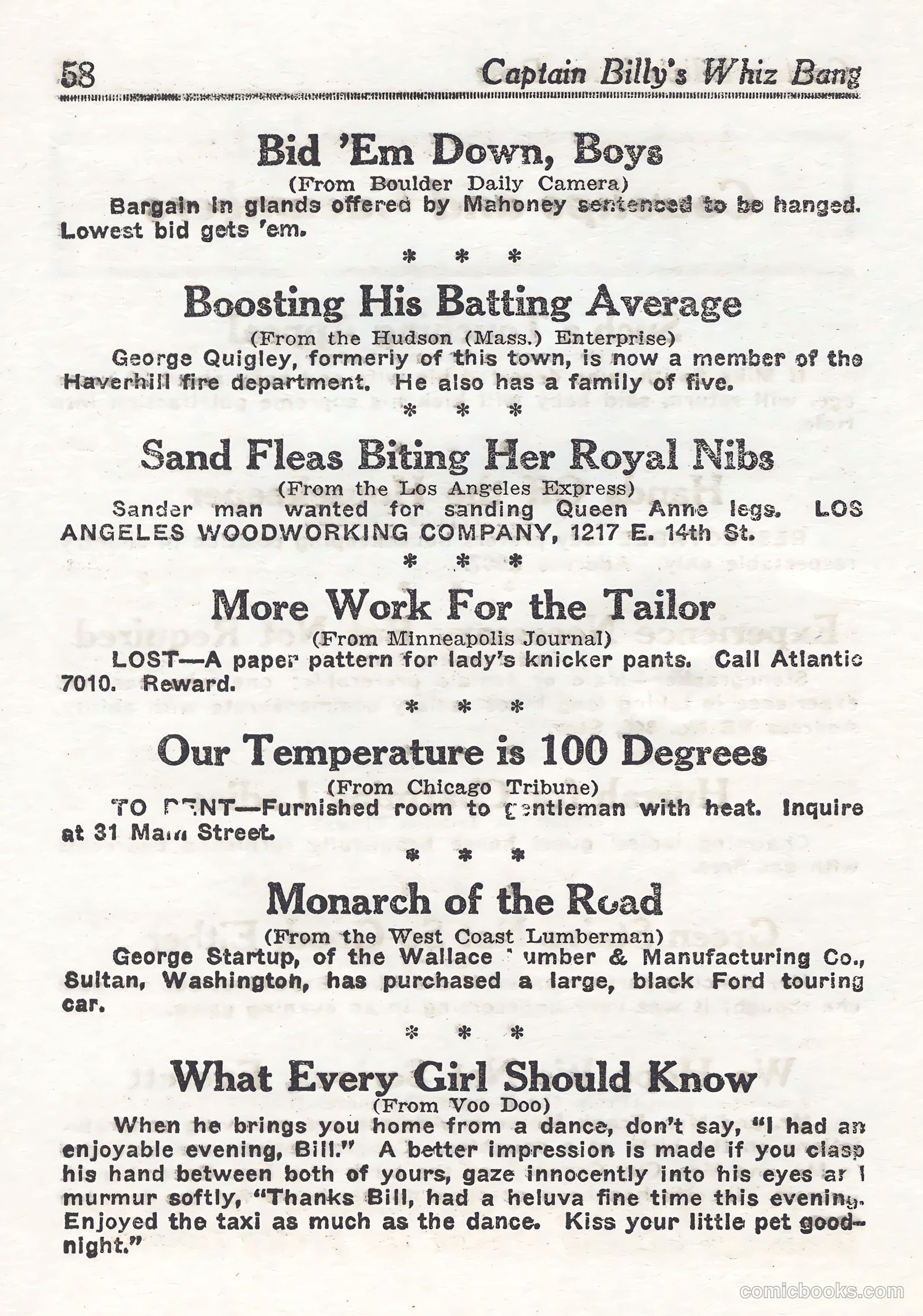 Captain Billy's Whiz Bang #44 — page 58 of 68