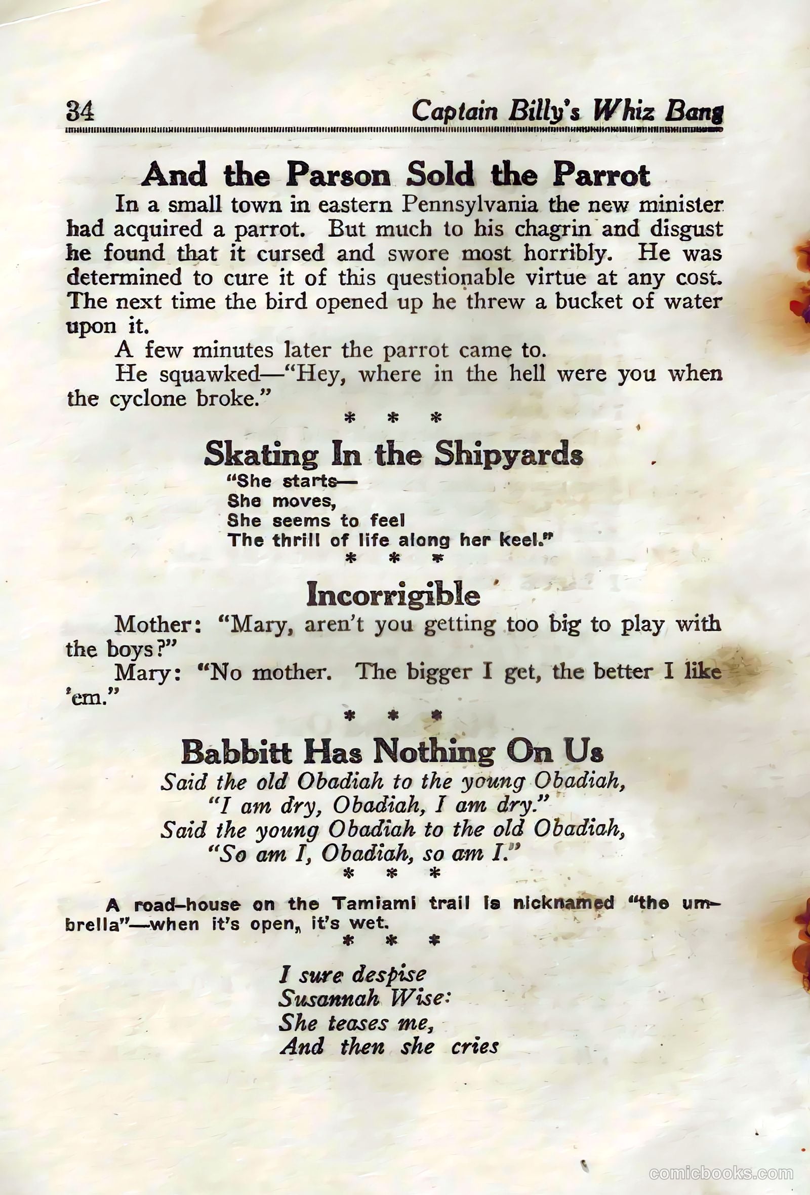 Captain Billy's Whiz Bang #45 — page 36 of 68