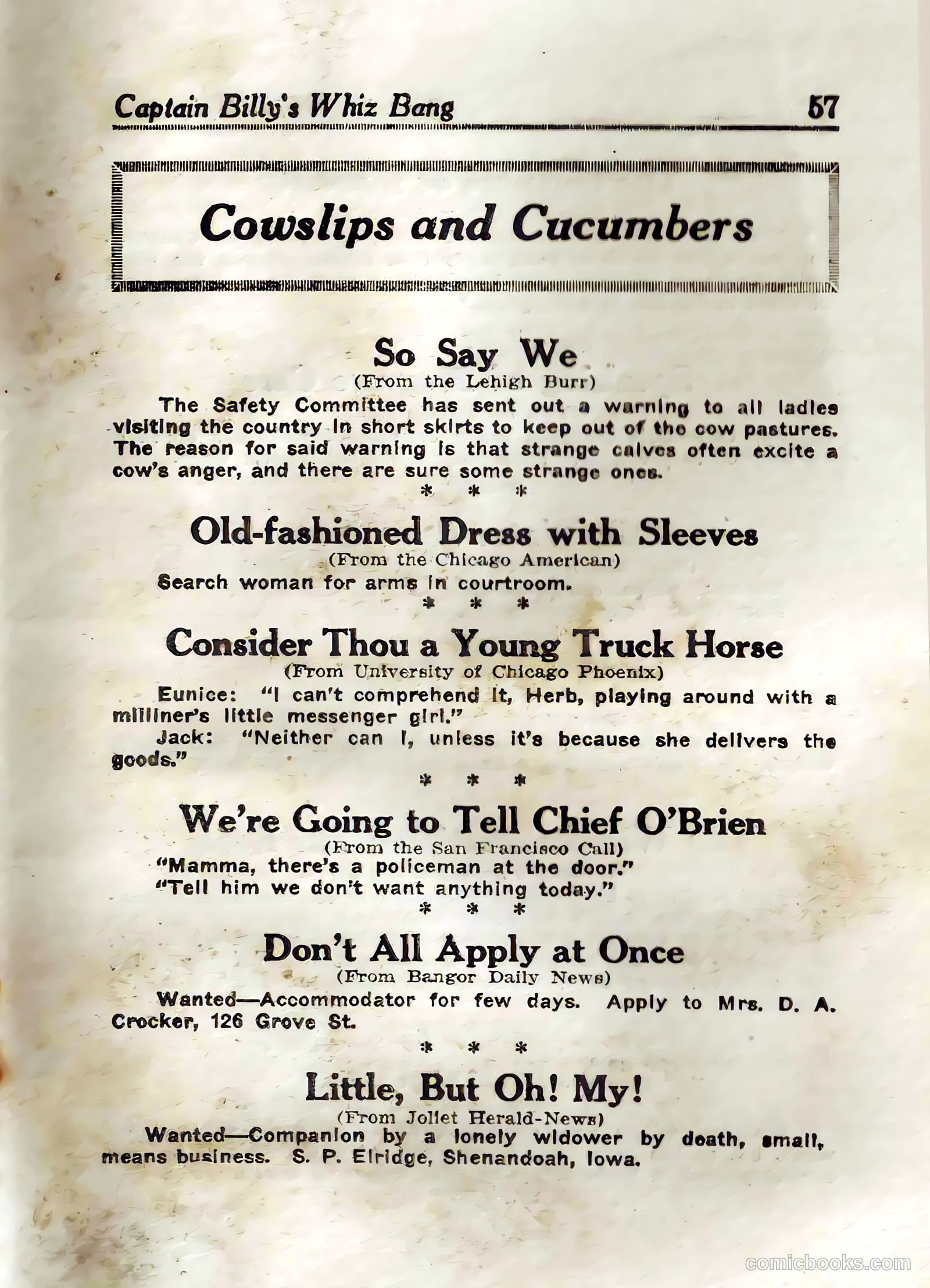 Captain Billy's Whiz Bang #45 — page 59 of 68