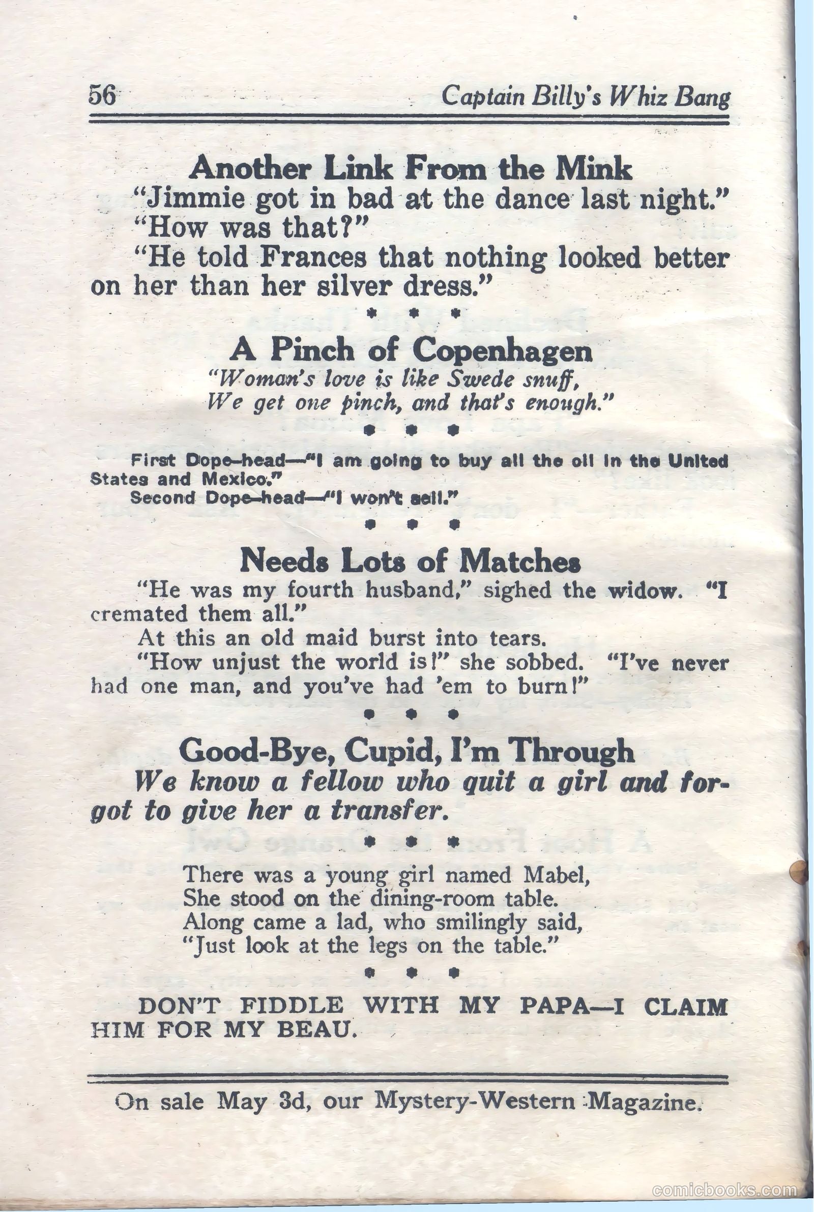 Captain Billy's Whiz Bang #59 — page 58 of 68