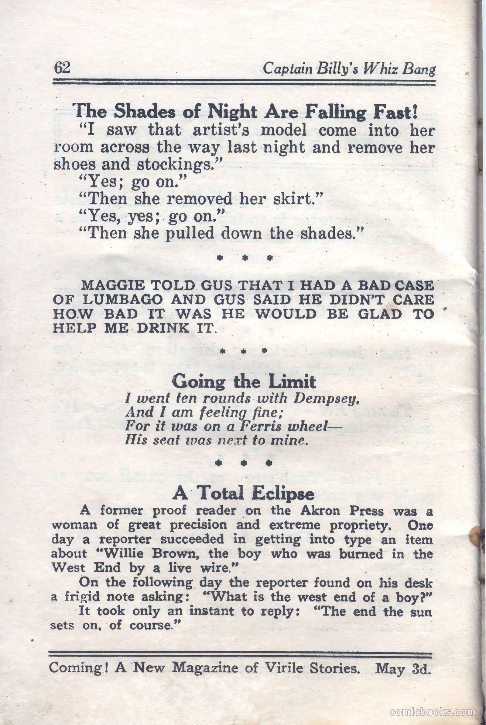 Captain Billy's Whiz Bang #59 — page 64 of 68