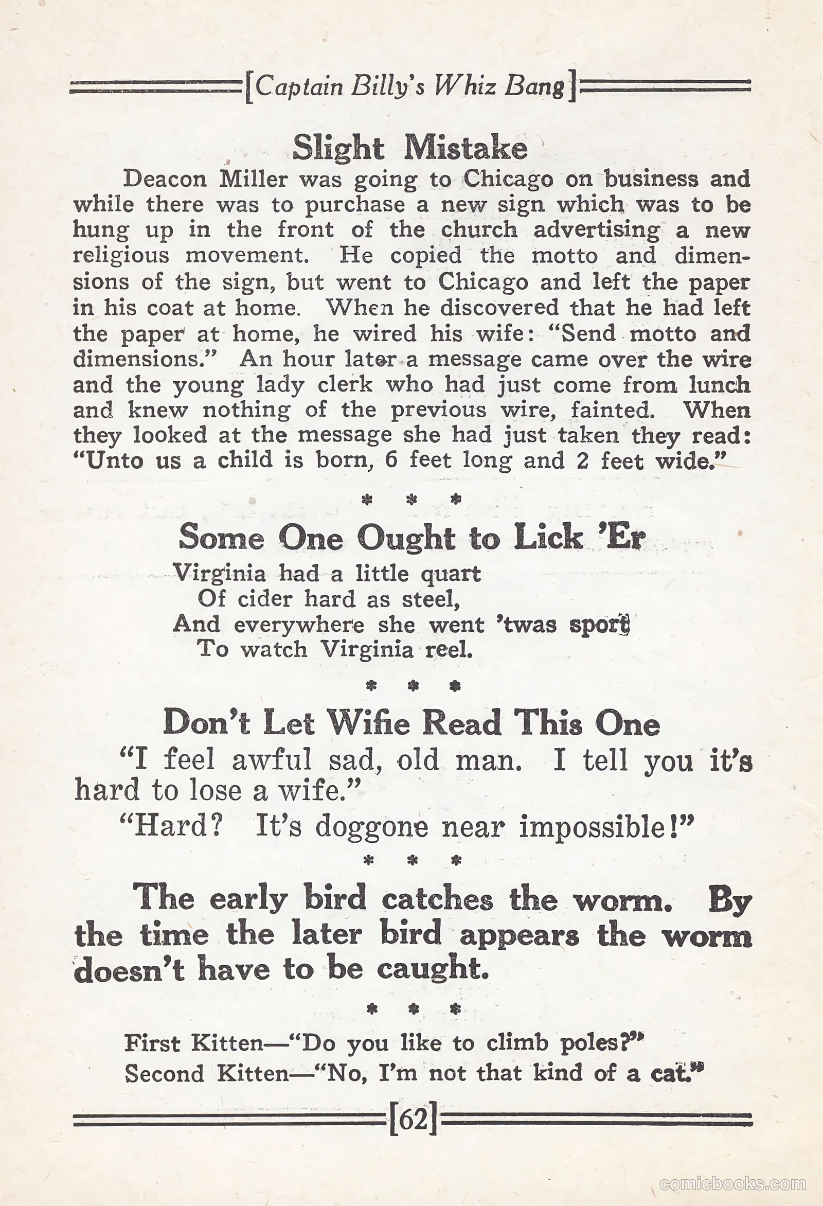 Captain Billy's Whiz Bang #67 — page 67 of 71