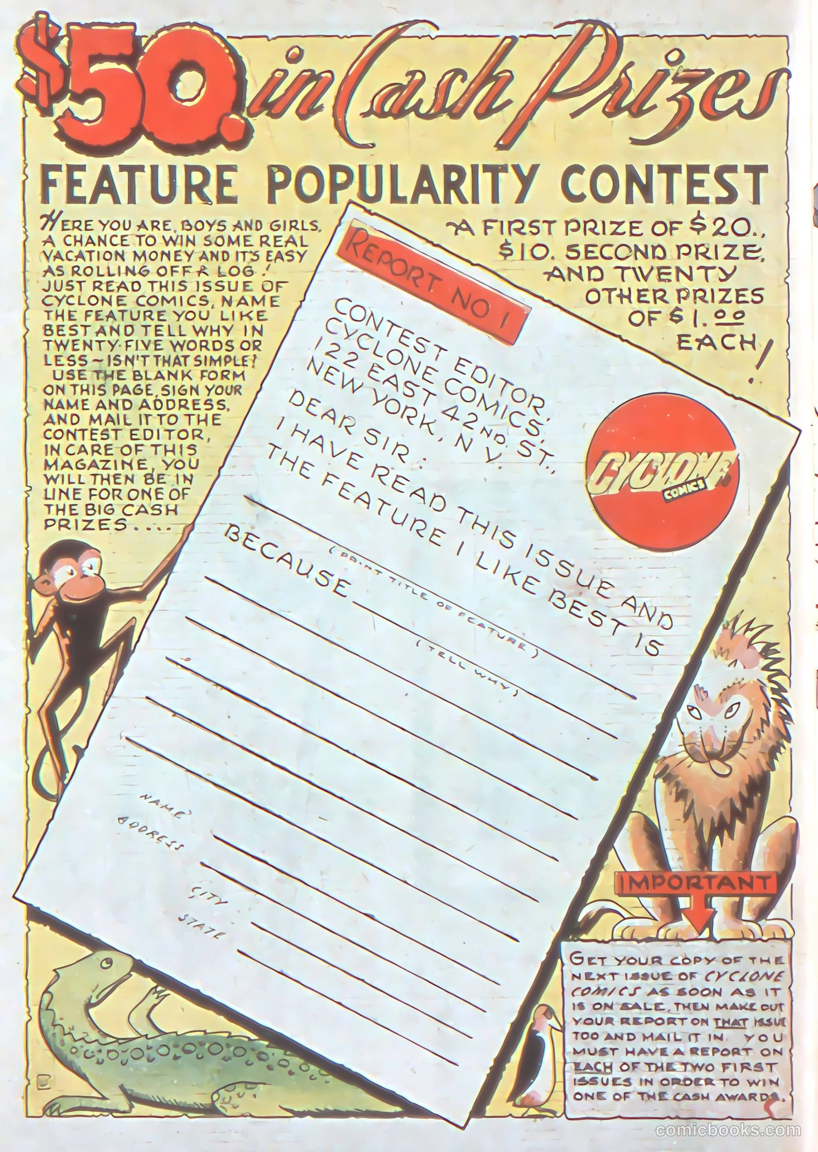 Cyclone Comics #1 (1940) — page 66 of 68