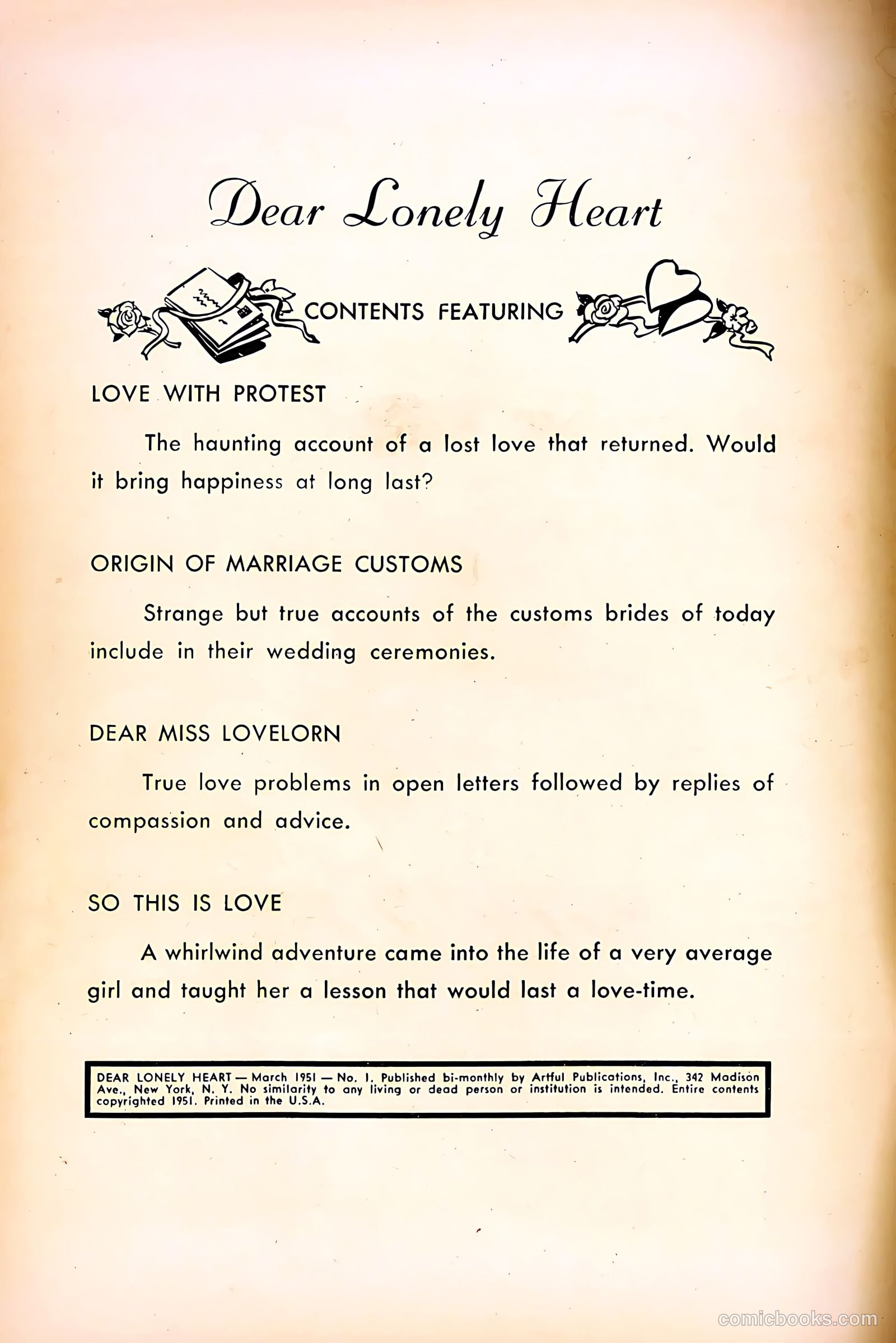Dear Lonely Heart #1 (1951) — page 2 of 36
