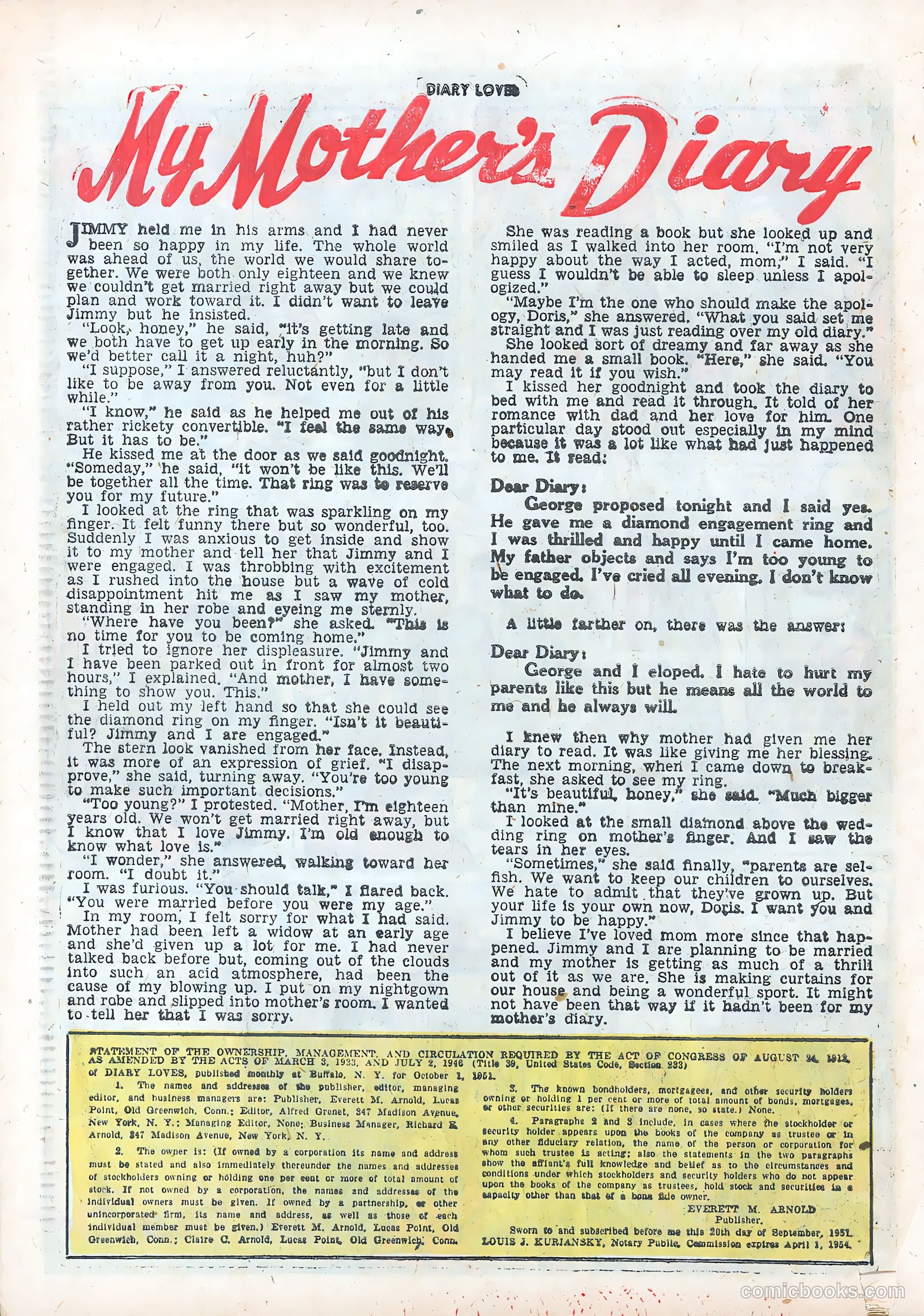 Diary Loves #20 (1952) — page 26 of 36