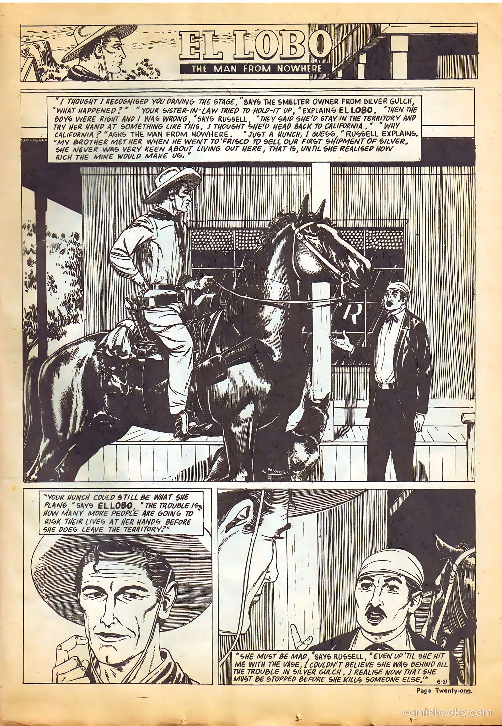 El Lobo The Man from Nowhere #6 (1956) — page 21 of 32