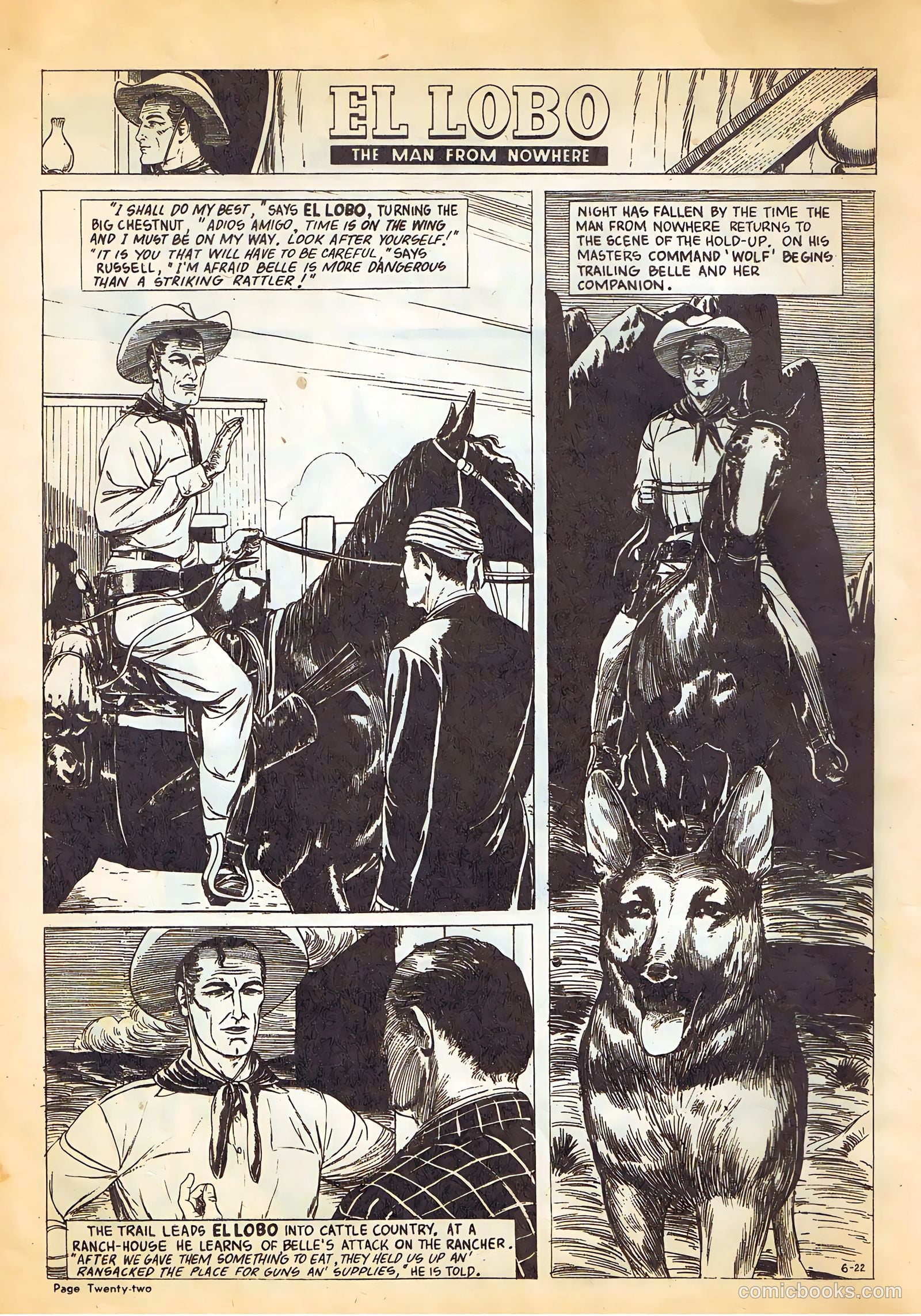 El Lobo The Man from Nowhere #6 (1956) — page 22 of 32