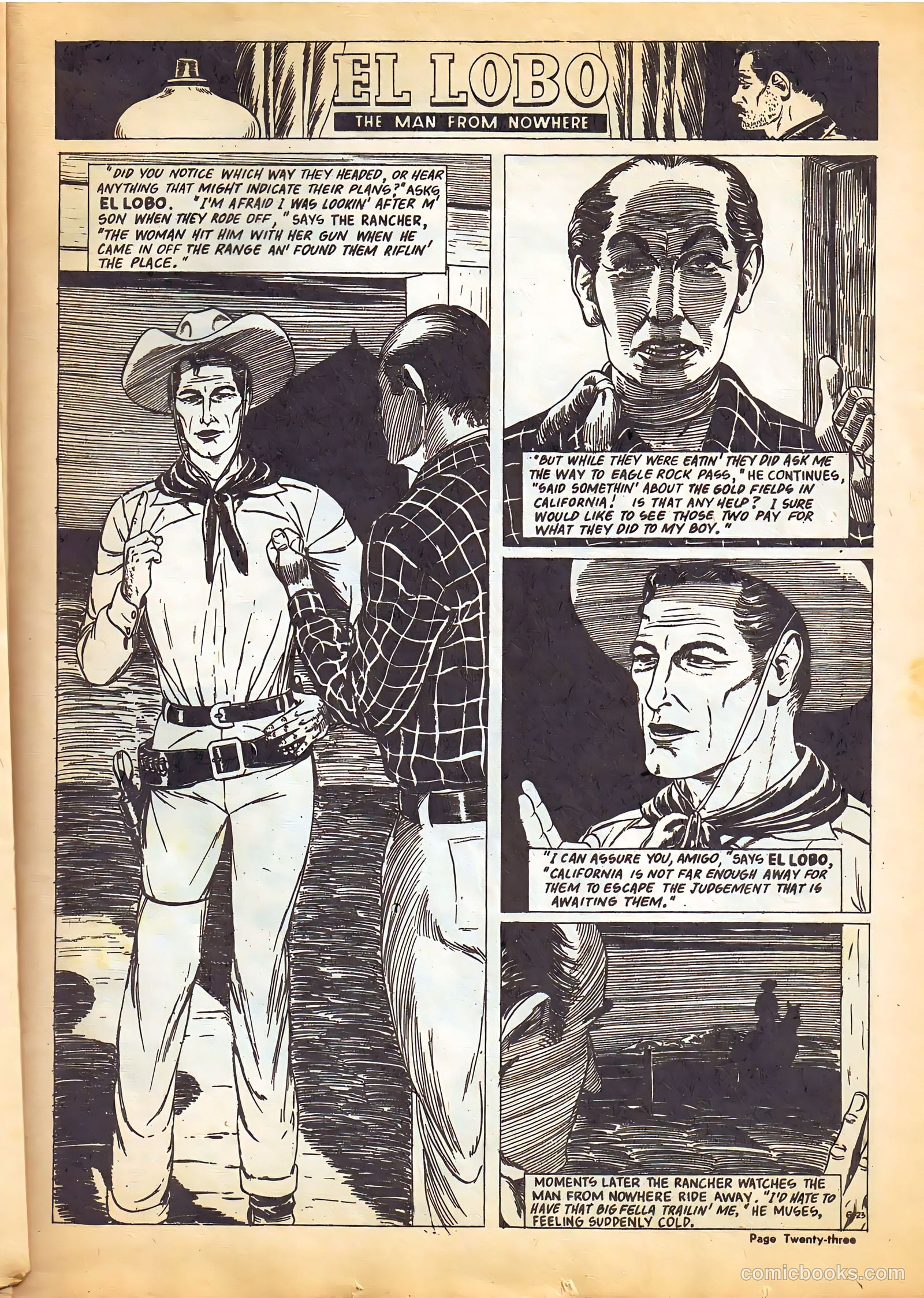 El Lobo The Man from Nowhere #6 (1956) — page 23 of 32