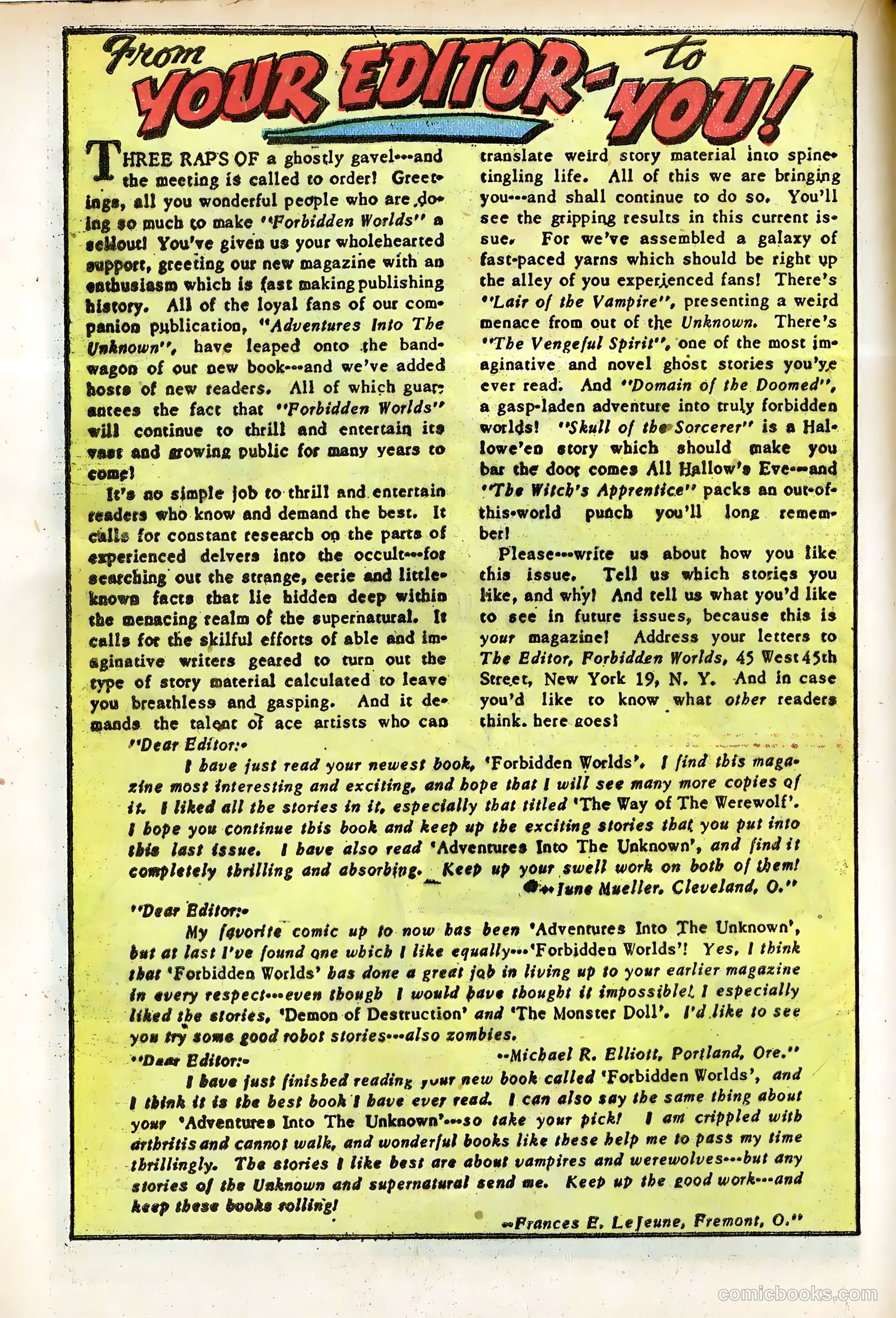 Forbidden Worlds #3 (1951) — page 22 of 52