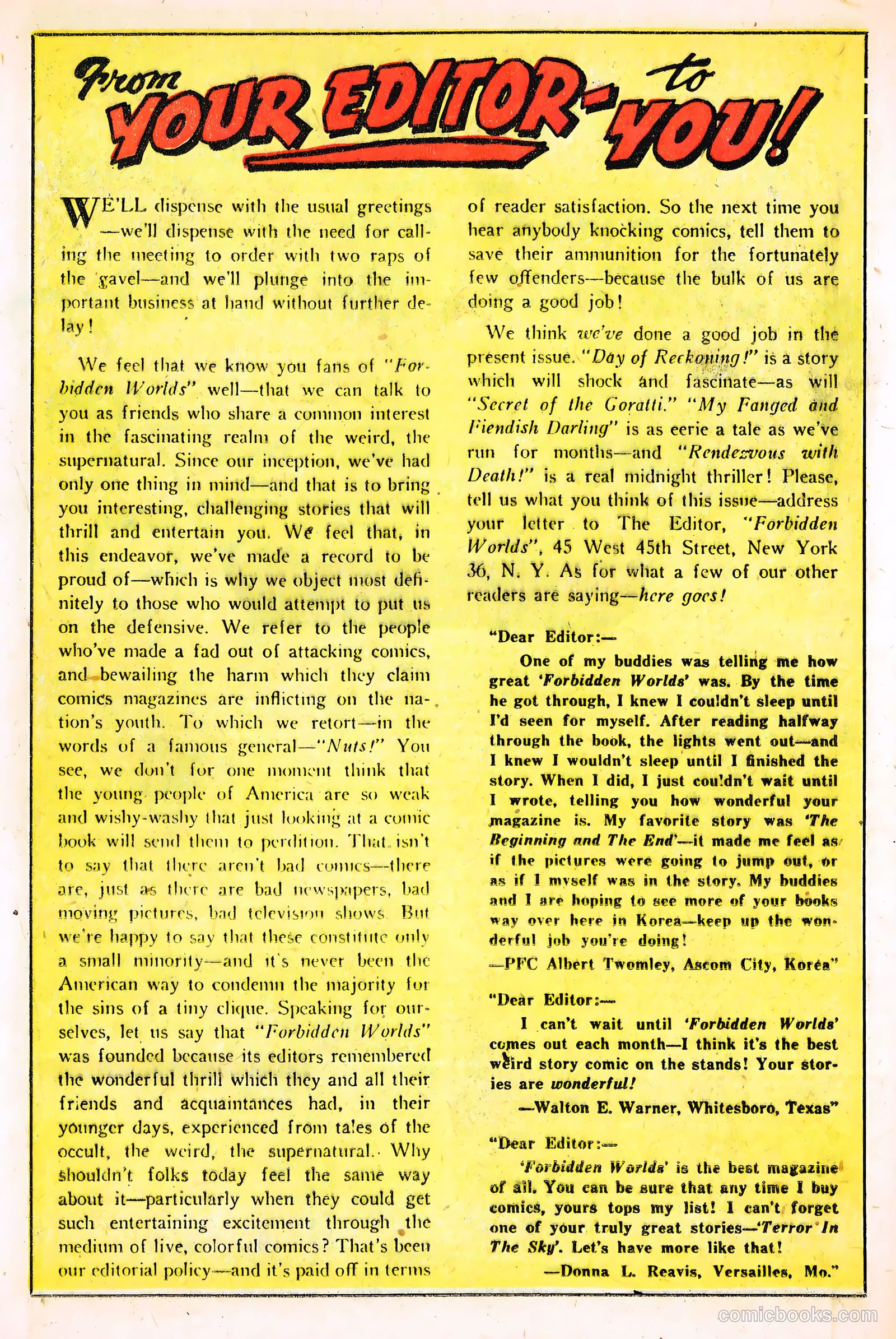 Forbidden Worlds #34 (1954) — page 18 of 36