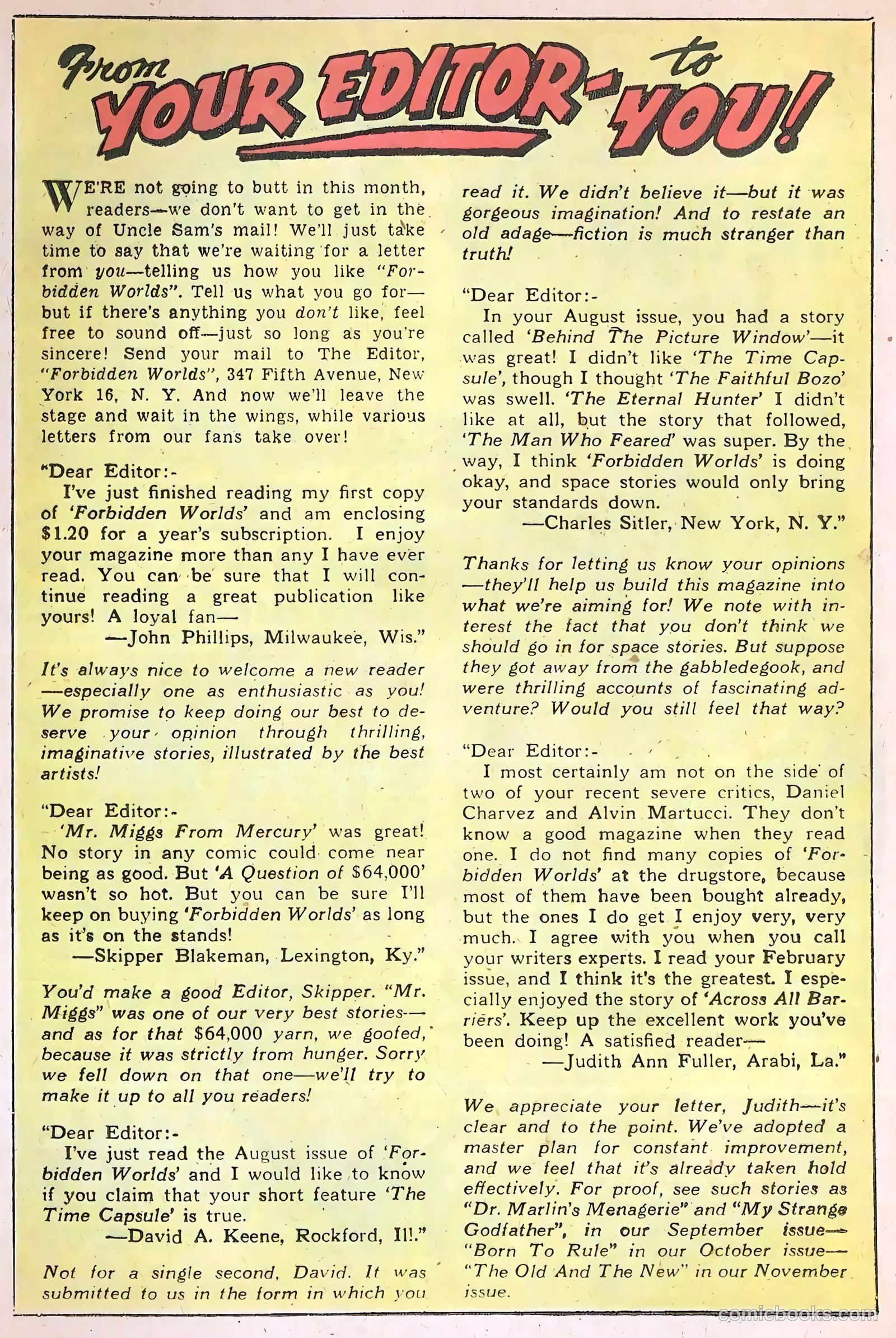 Forbidden Worlds #61 (1957) — page 20 of 36
