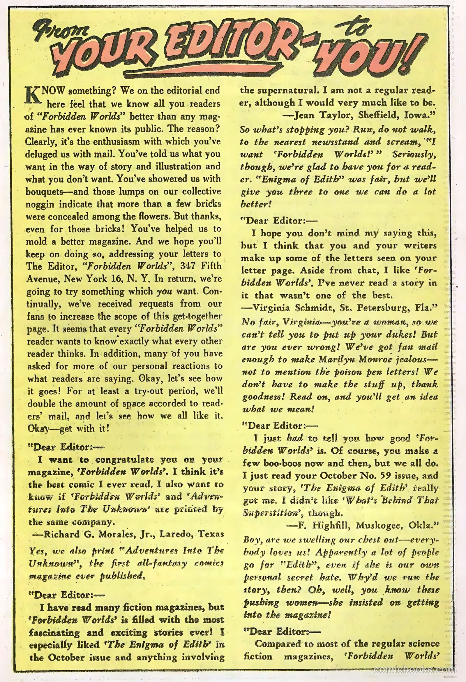Forbidden Worlds #63 (1958) — page 21 of 36