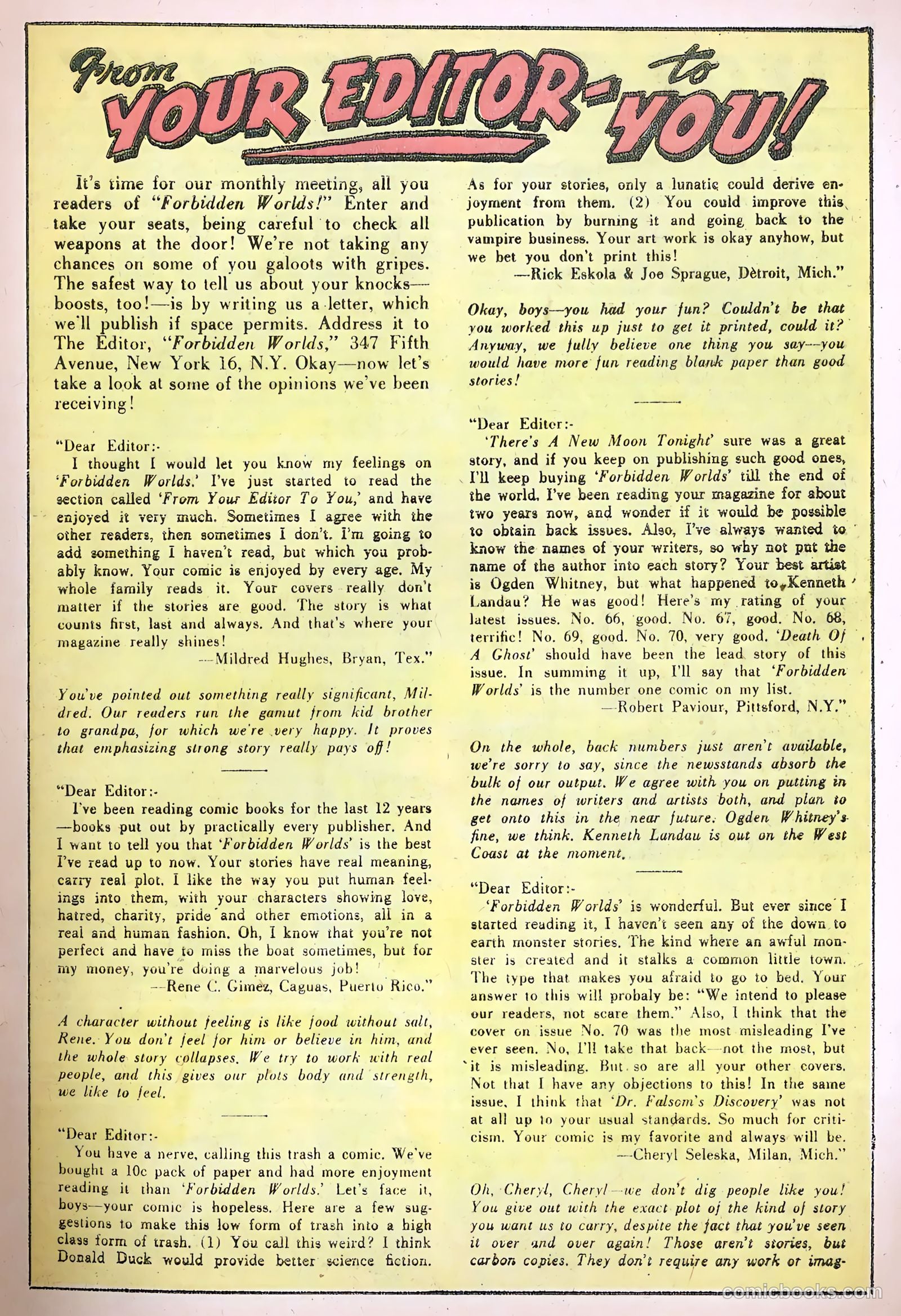 Forbidden Worlds #74 (1958) — page 17 of 36
