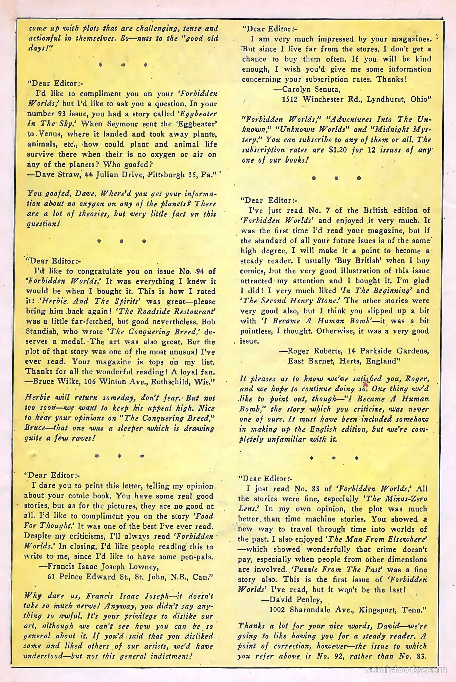 Forbidden Worlds #98 (1961) — page 20 of 36