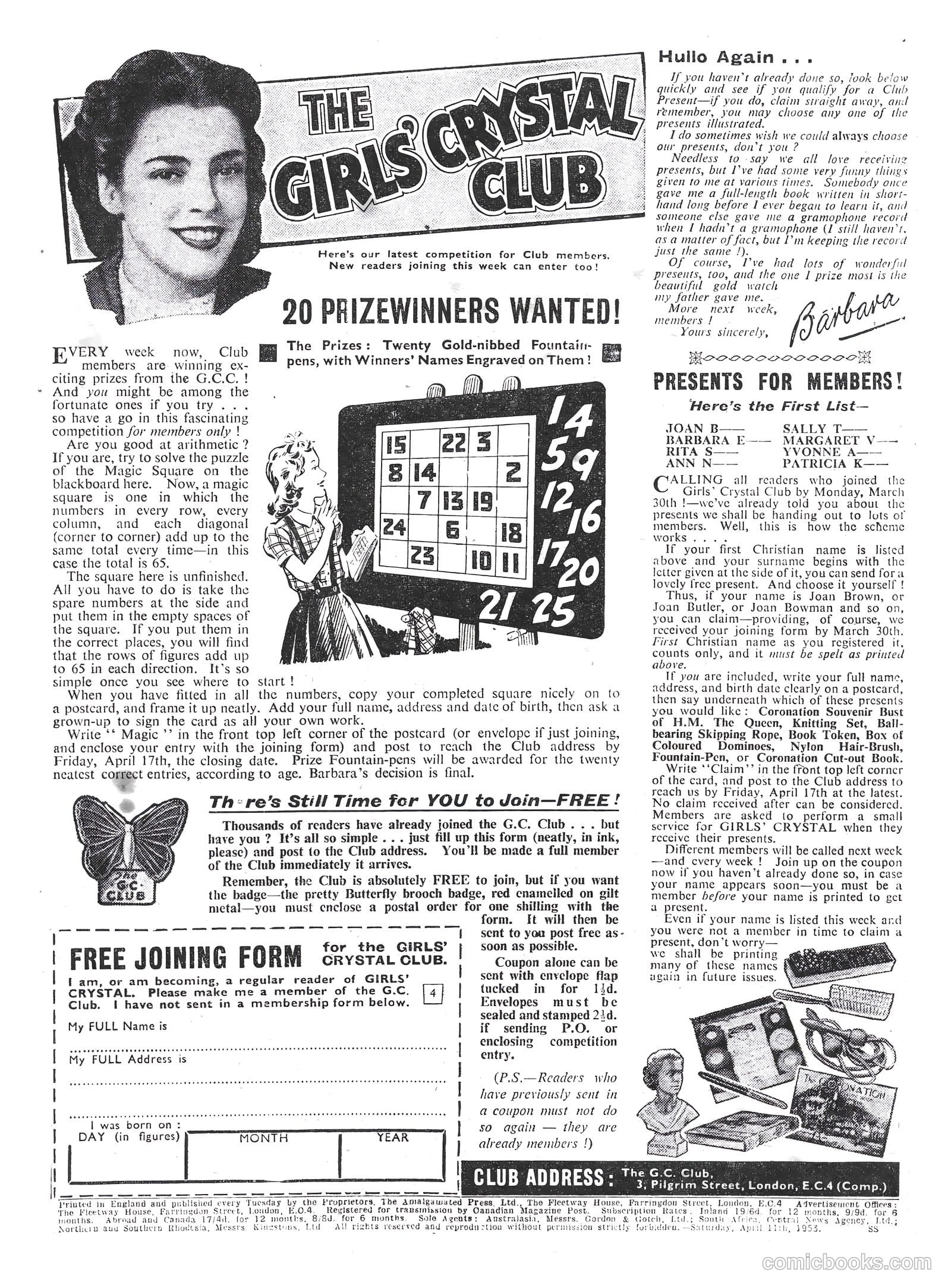 Girls' Crystal #912 (1953) — page 19 of 20