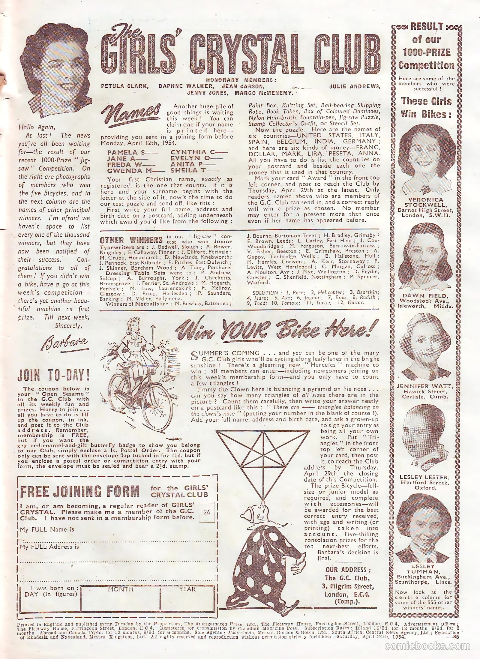 Girls' Crystal #966 (1954) — page 19 of 20